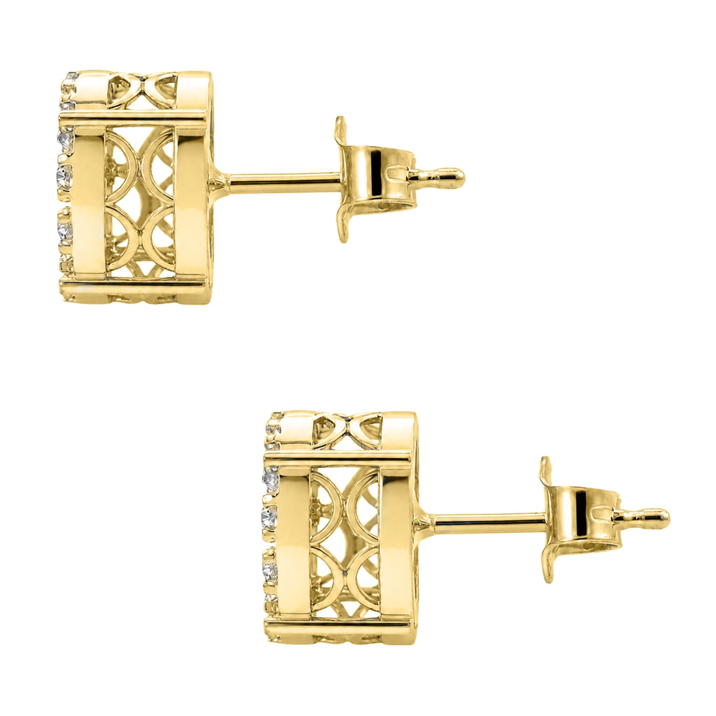 Diamonair Lab Grown Diamond (F/VS+) 1.00 carat Round cut Sterling Silver Stud Earrings - Sterling Silver | Gold over Silver