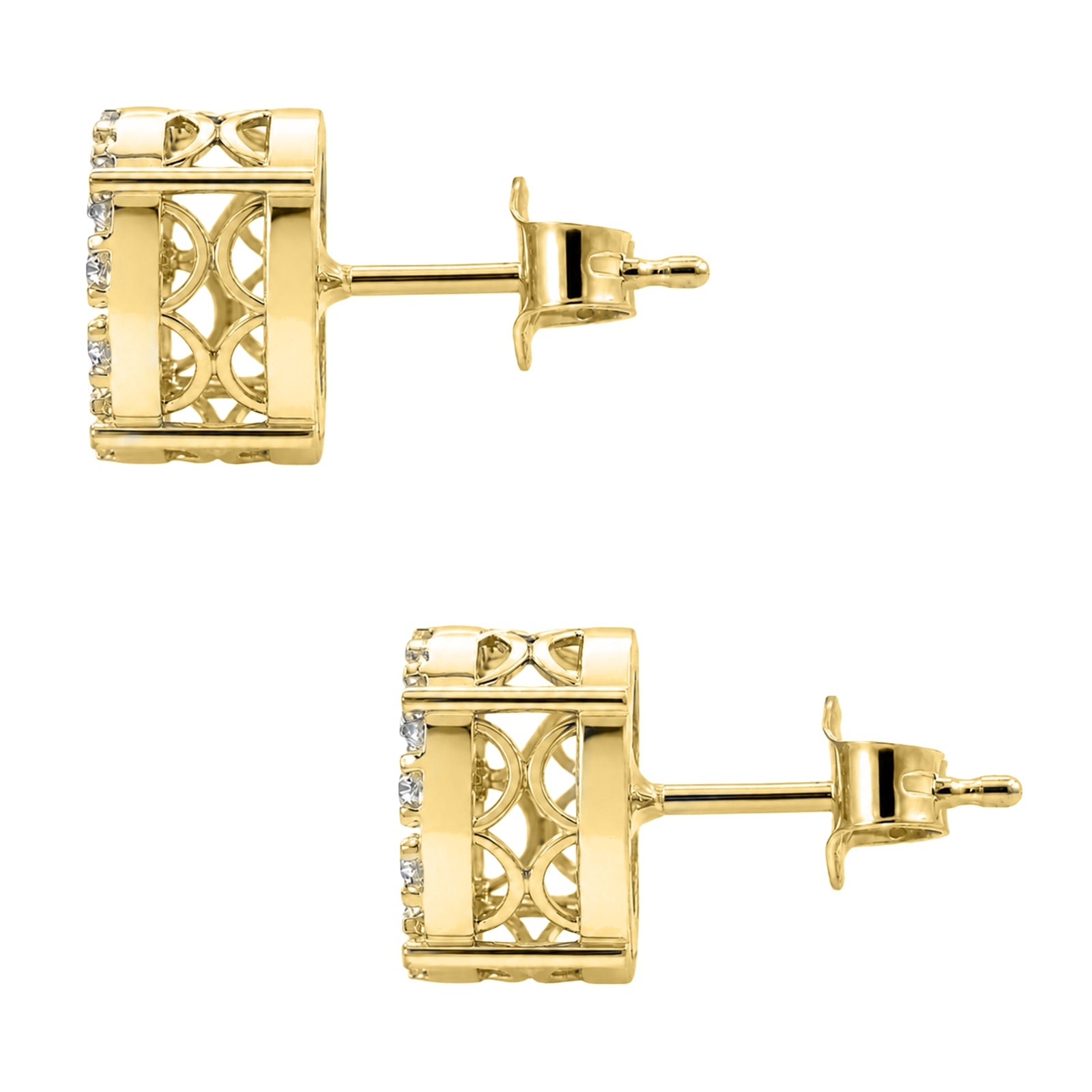 Diamonair Lab Grown Diamond (F/VS+) 1.00 carat Round cut Sterling Silver Stud Earrings - Sterling Silver | Gold over Silver