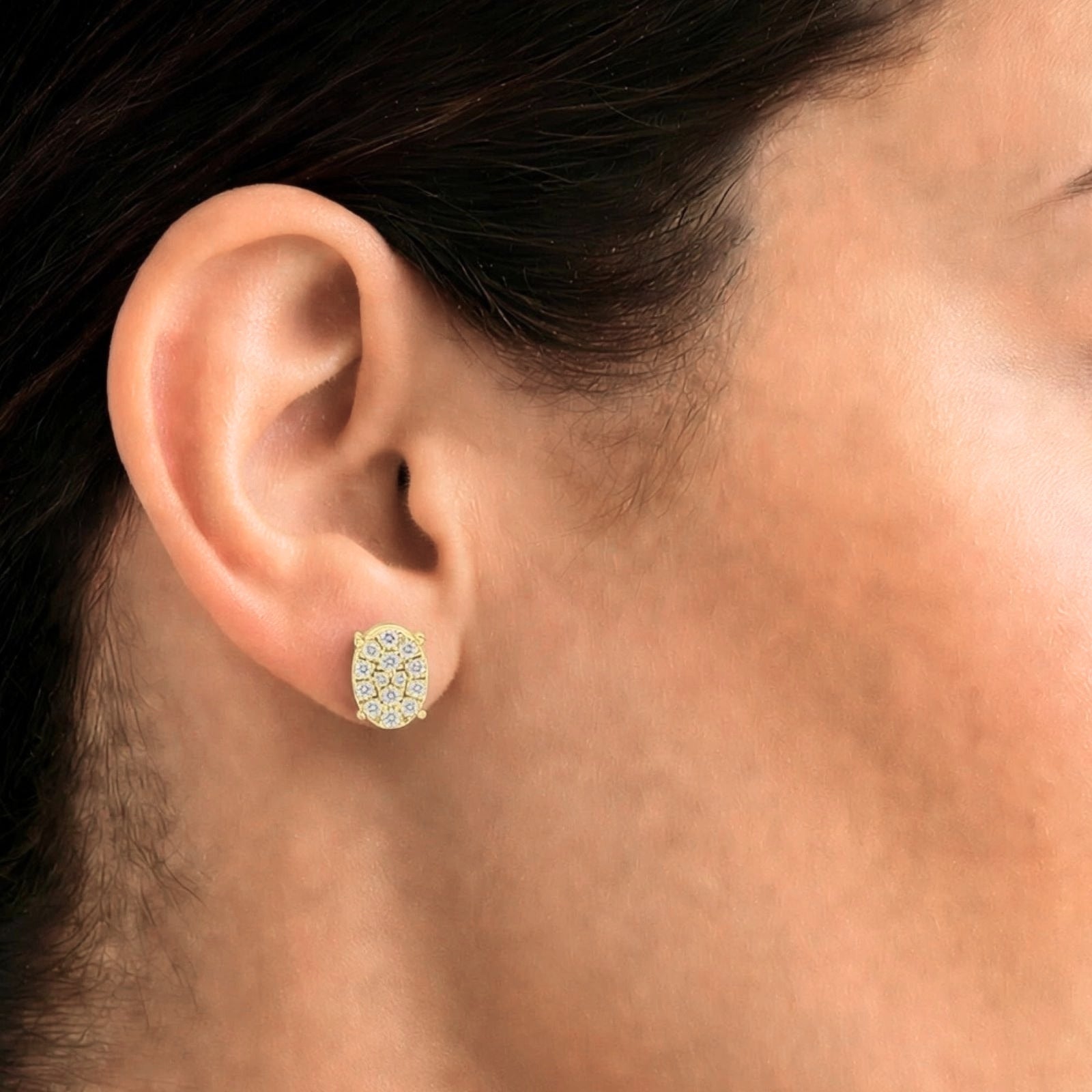 Diamonair Lab Grown Diamond (F/VS+) 1.00 carat Round cut Sterling Silver Stud Earrings - Sterling Silver | Gold over Silver