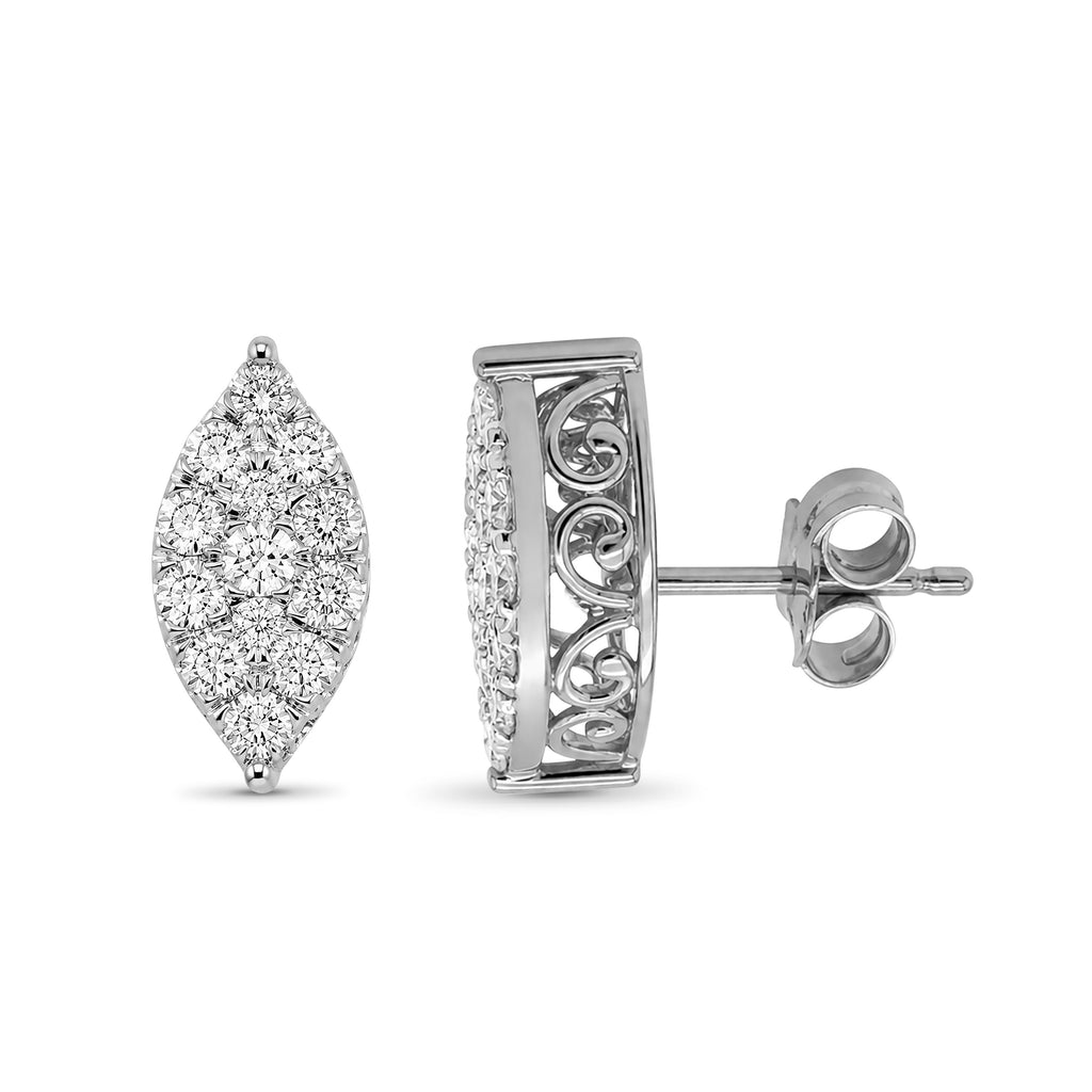 Diamonair Lab Grown Diamond (F/VS+) 1.00 carat Round cut Sterling Silver Stud Earrings - Sterling Silver | Gold over Silver