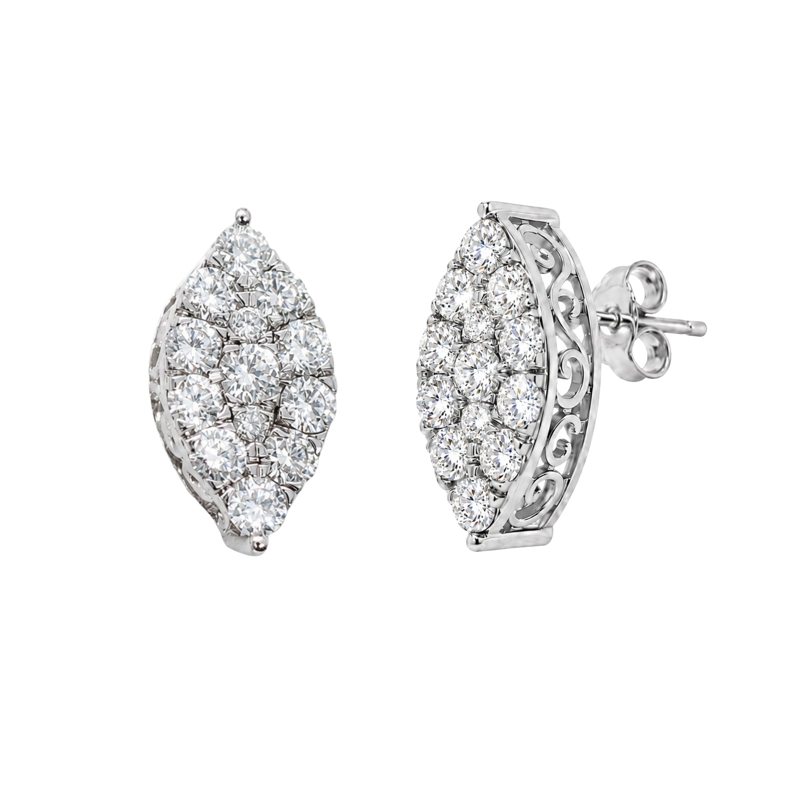 Diamonair Lab Grown Diamond (F/VS+) 1.00 carat Round cut Sterling Silver Stud Earrings - Sterling Silver | Gold over Silver