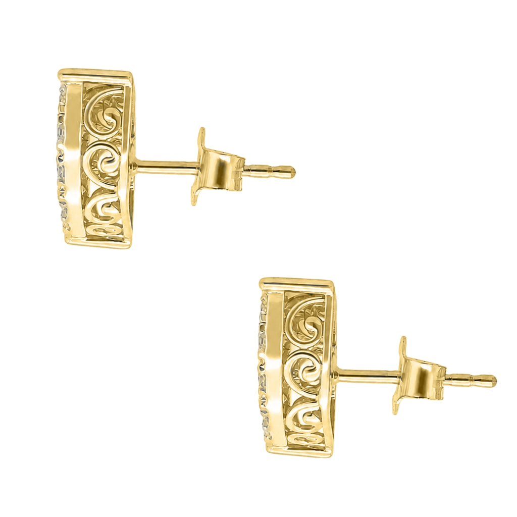 Diamonair Lab Grown Diamond (F/VS+) 1.00 carat Round cut Sterling Silver Stud Earrings - Sterling Silver | Gold over Silver