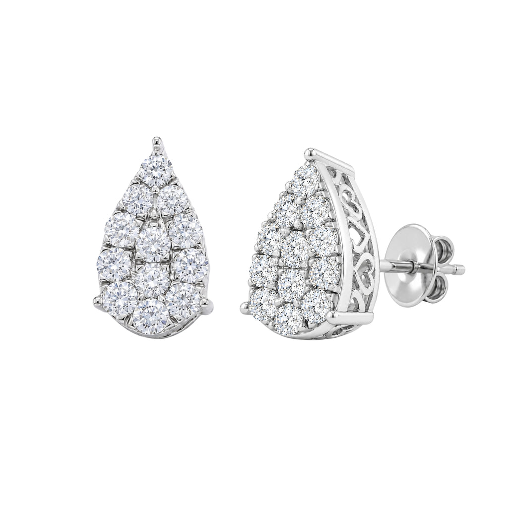 Diamonair Lab Grown Diamond (F/VS+) 1.00 carat Round cut Sterling Silver Stud Earrings - Sterling Silver | Gold over Silver