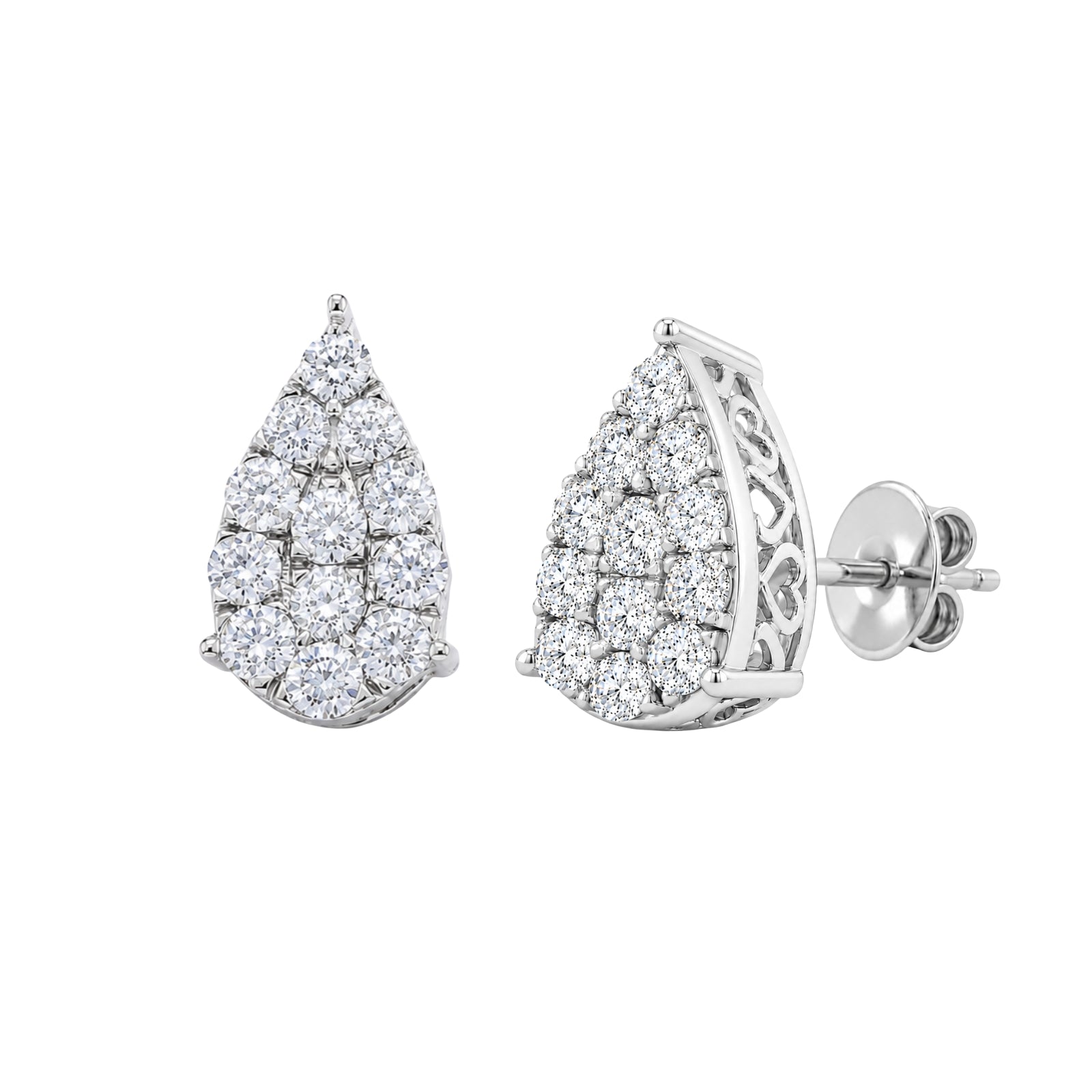 Diamonair Lab Grown Diamond (F/VS+) 1.00 carat Round cut Sterling Silver Stud Earrings - Sterling Silver | Gold over Silver