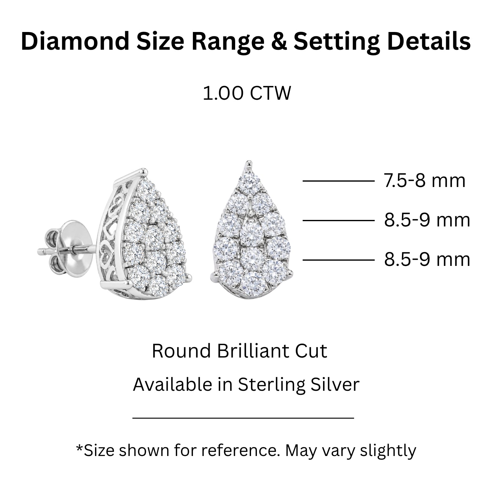 Diamonair Lab Grown Diamond (F/VS+) 1.00 carat Round cut Sterling Silver Stud Earrings - Sterling Silver | Gold over Silver