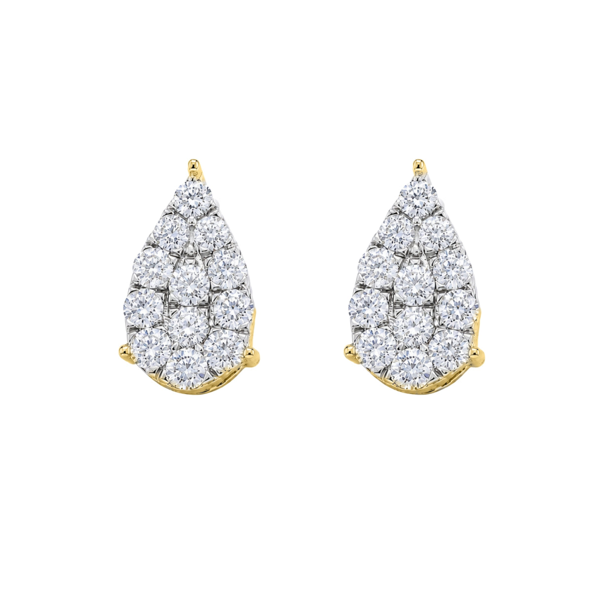 Diamonair Lab Grown Diamond (F/VS+) 1.00 carat Round cut Sterling Silver Stud Earrings - Sterling Silver | Gold over Silver