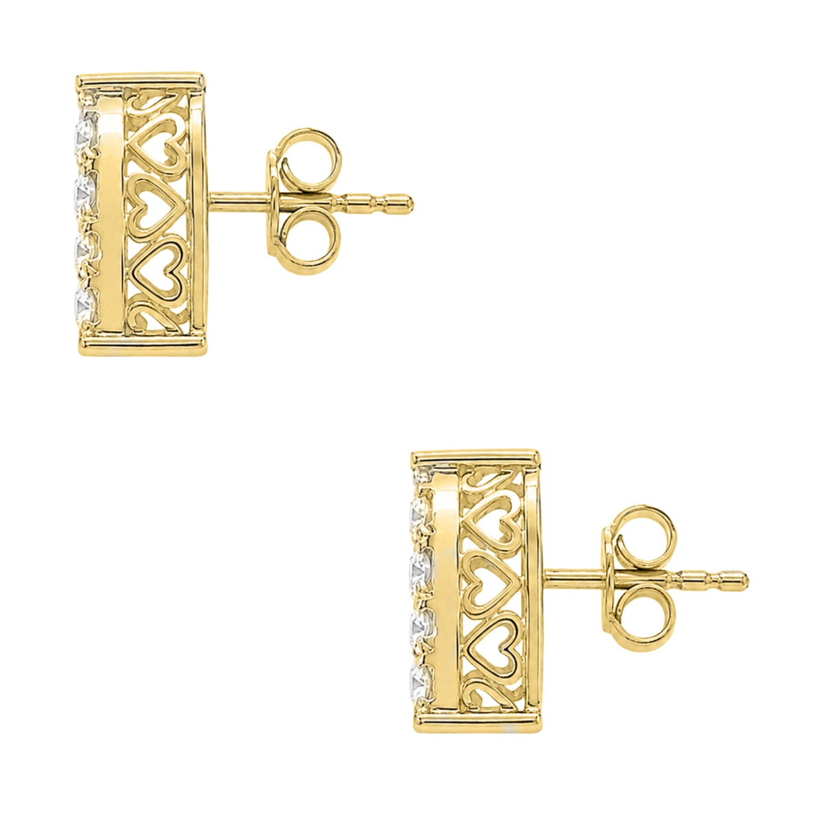 Diamonair Lab Grown Diamond (F/VS+) 1.00 carat Round cut Sterling Silver Stud Earrings - Sterling Silver | Gold over Silver