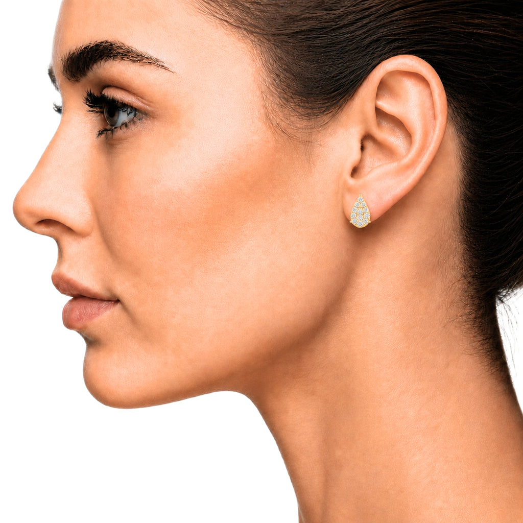 Diamonair Lab Grown Diamond (F/VS+) 1.00 carat Round cut Sterling Silver Stud Earrings - Sterling Silver | Gold over Silver
