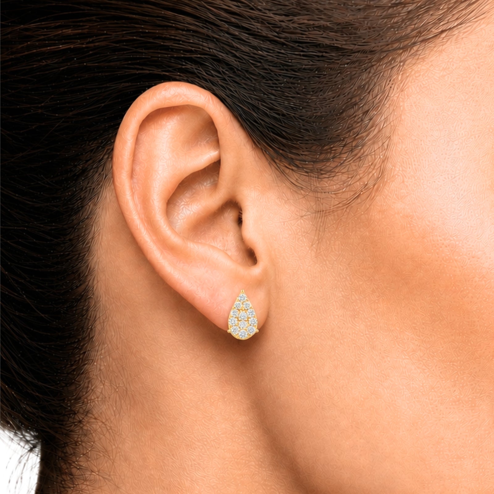 Diamonair Lab Grown Diamond (F/VS+) 1.00 carat Round cut Sterling Silver Stud Earrings - Sterling Silver | Gold over Silver