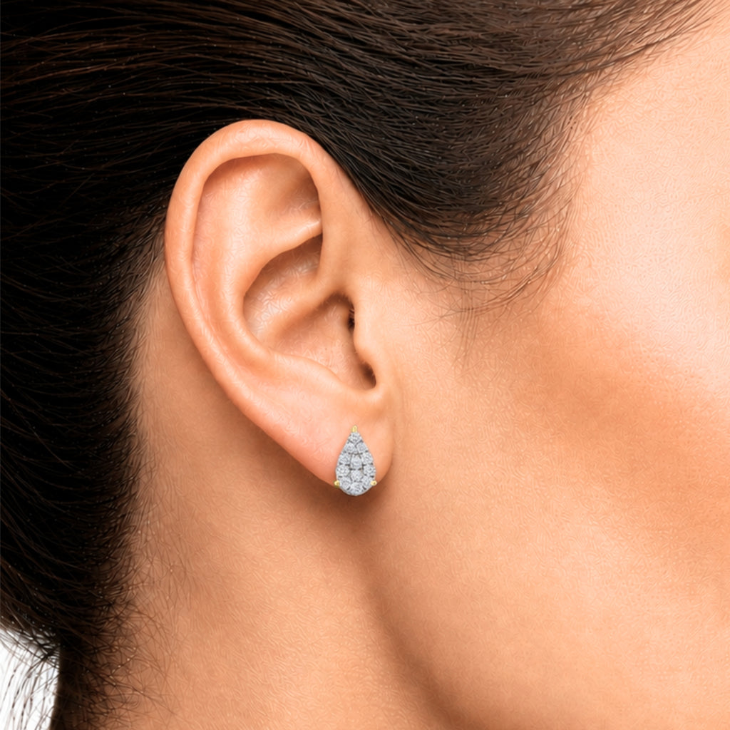 Diamonair Lab Grown Diamond (F/VS+) 1.00 carat Round cut Sterling Silver Stud Earrings - Sterling Silver | Gold over Silver
