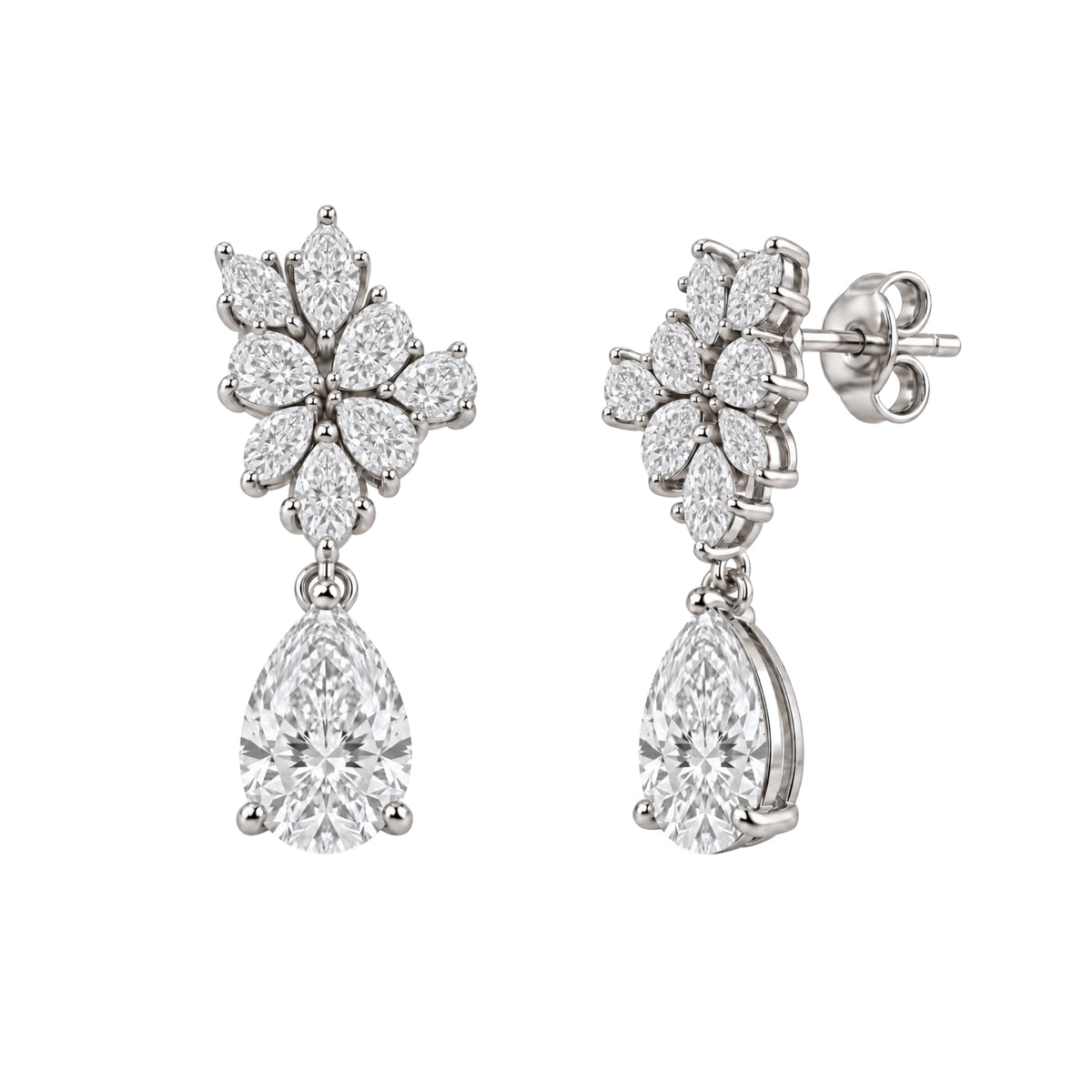 5 ctw Pear-Marquise Drop Earrings