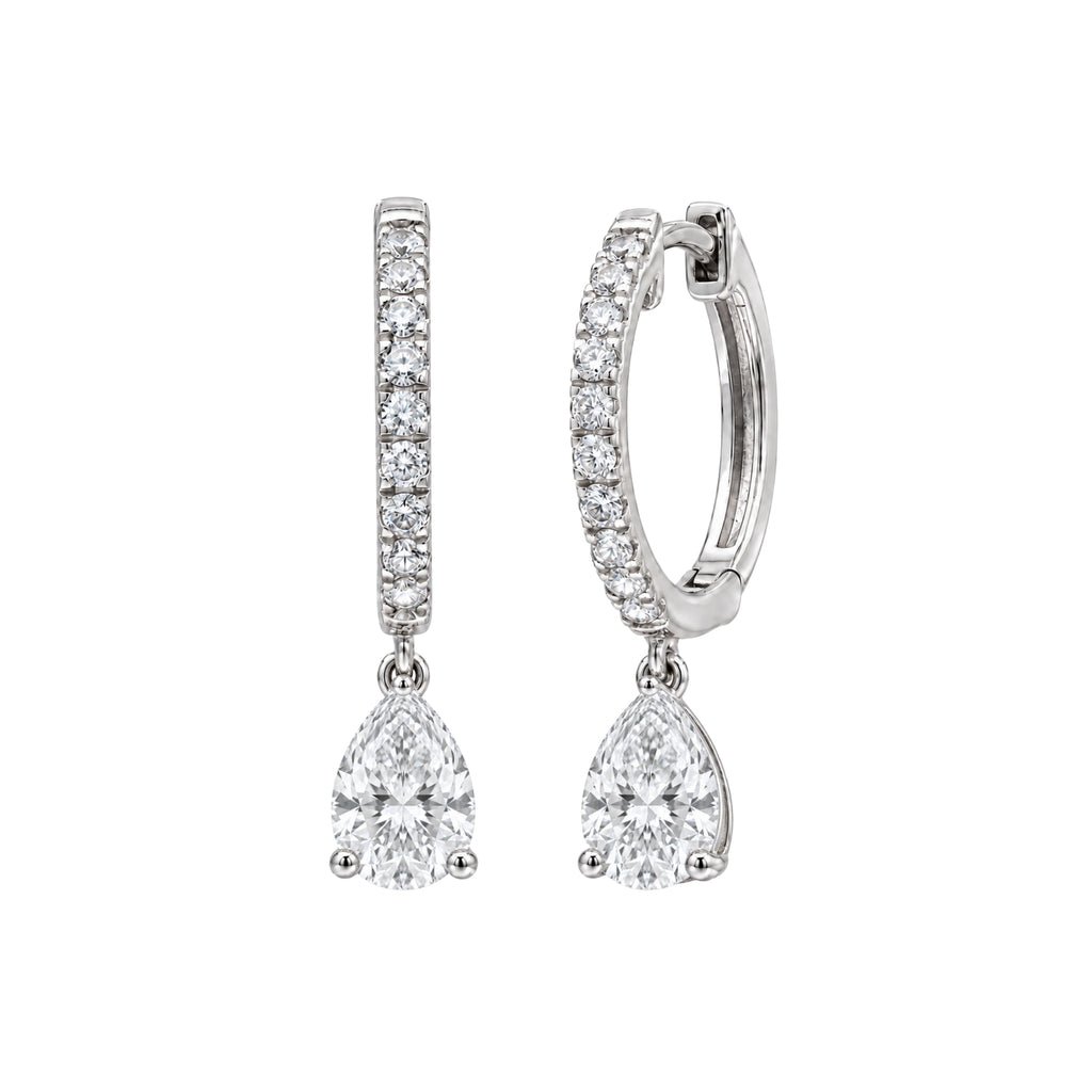 1-3 ctw Pear With Round Hoop Earrings