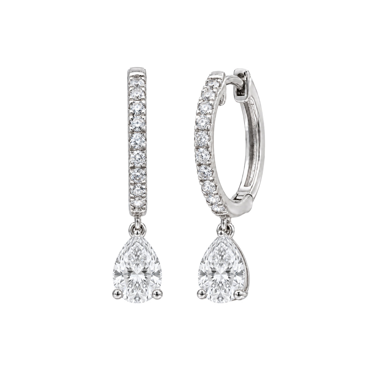 1-3 ctw Pear With Round Hoop Earrings