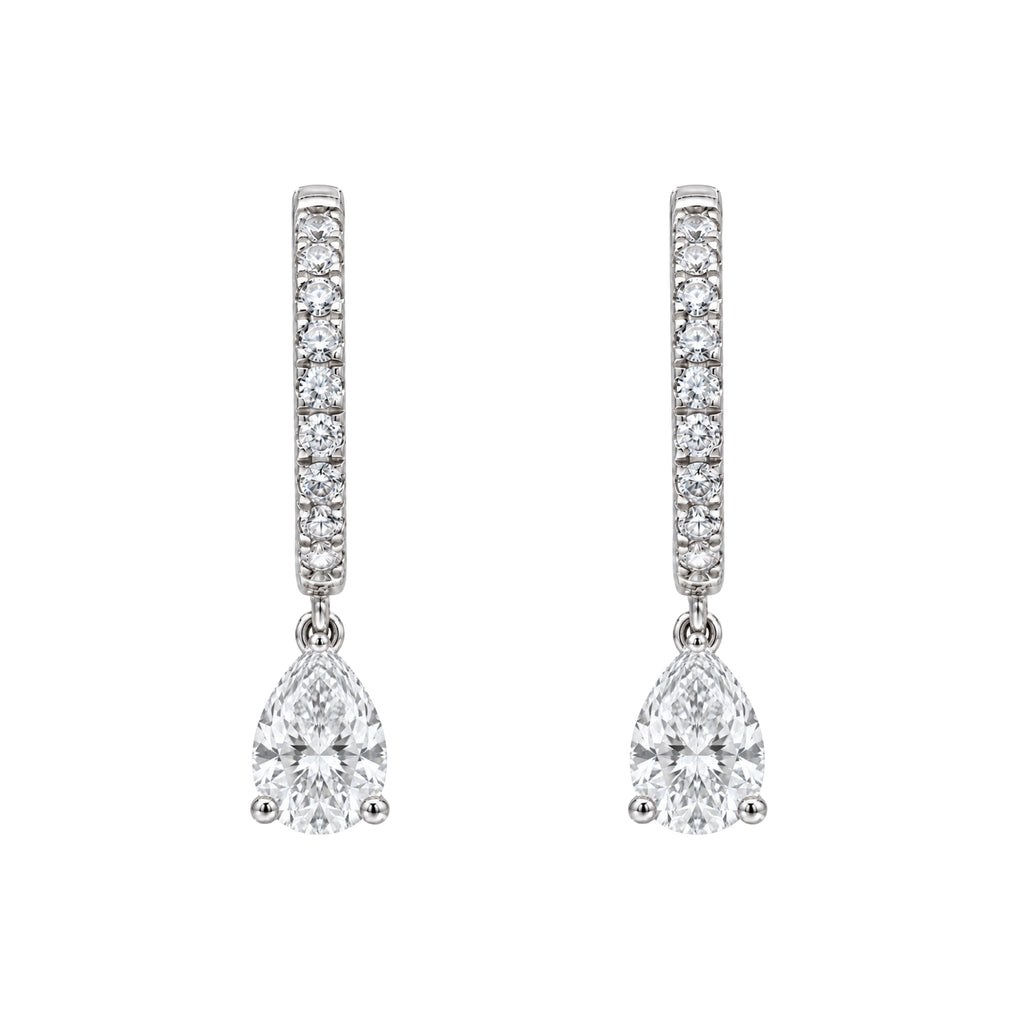1-3 ctw Pear With Round Hoop Earrings