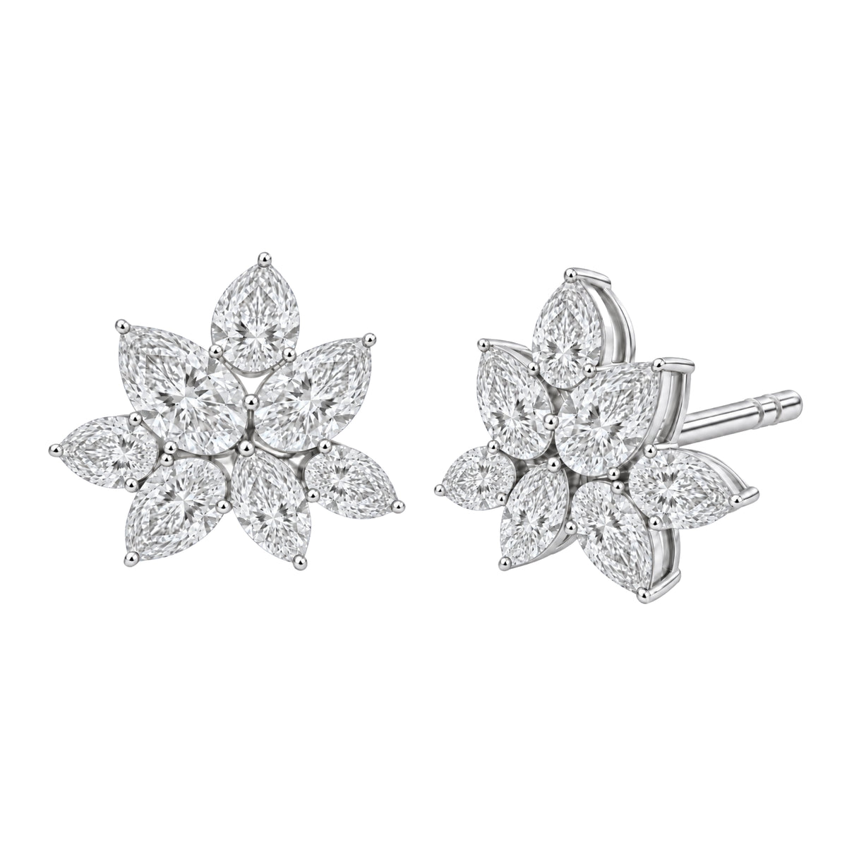3 ctw Pear-Marquise Stud Earrings