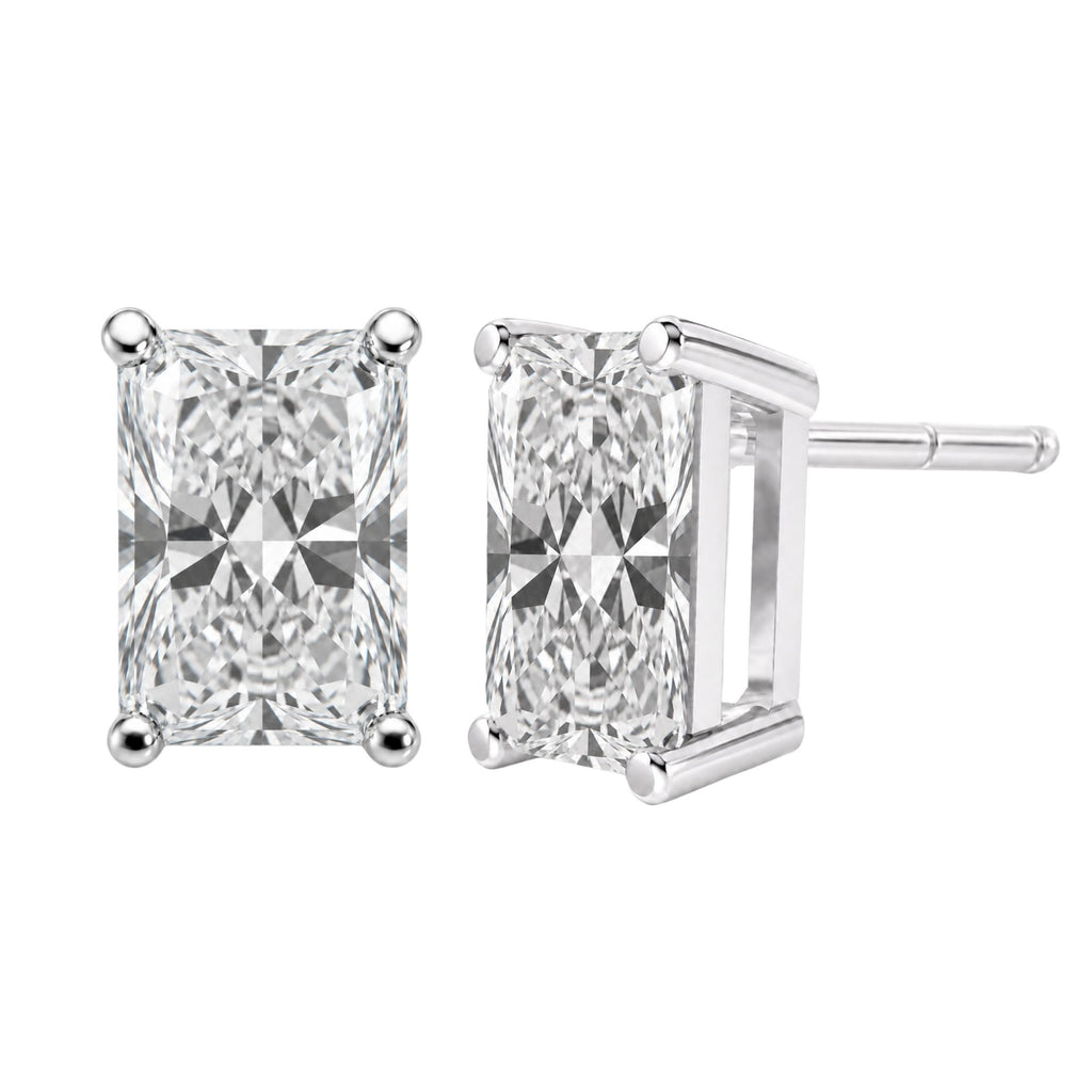 1.00-6.00 Carat T.W. Radiant-cut Lab Grown Diamond (F/VS) 14K Gold Stud Earrings