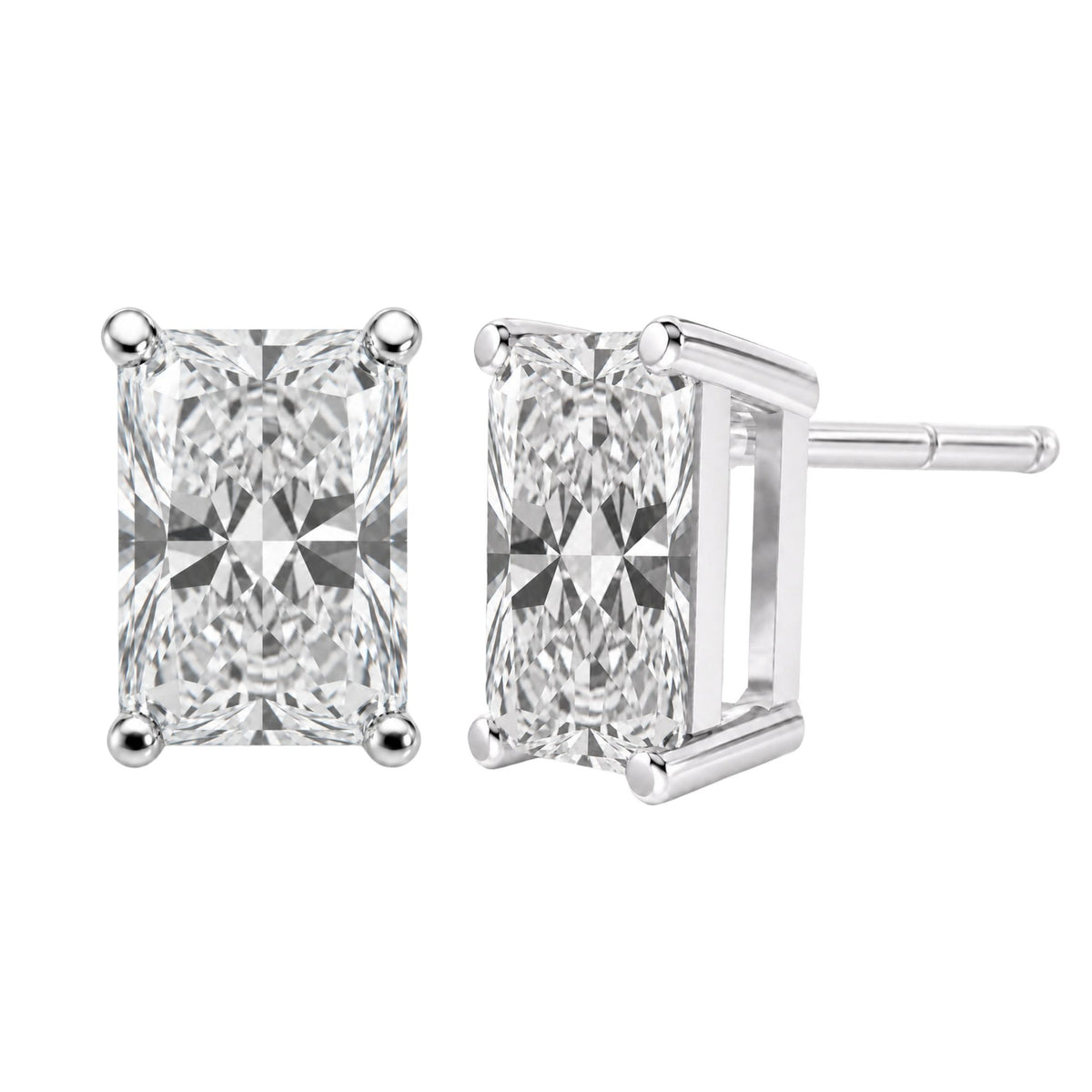 1.00-6.00 Carat T.W. Radiant-cut Lab Grown Diamond (F/VS) 14K Gold Stud Earrings