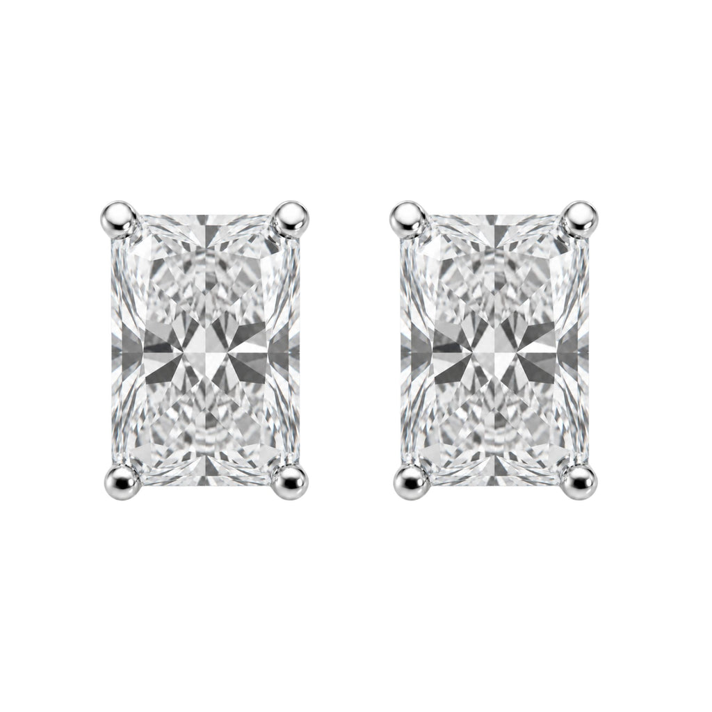 1.00-6.00 Carat T.W. Radiant-cut Lab Grown Diamond (F/VS) 14K Gold Stud Earrings