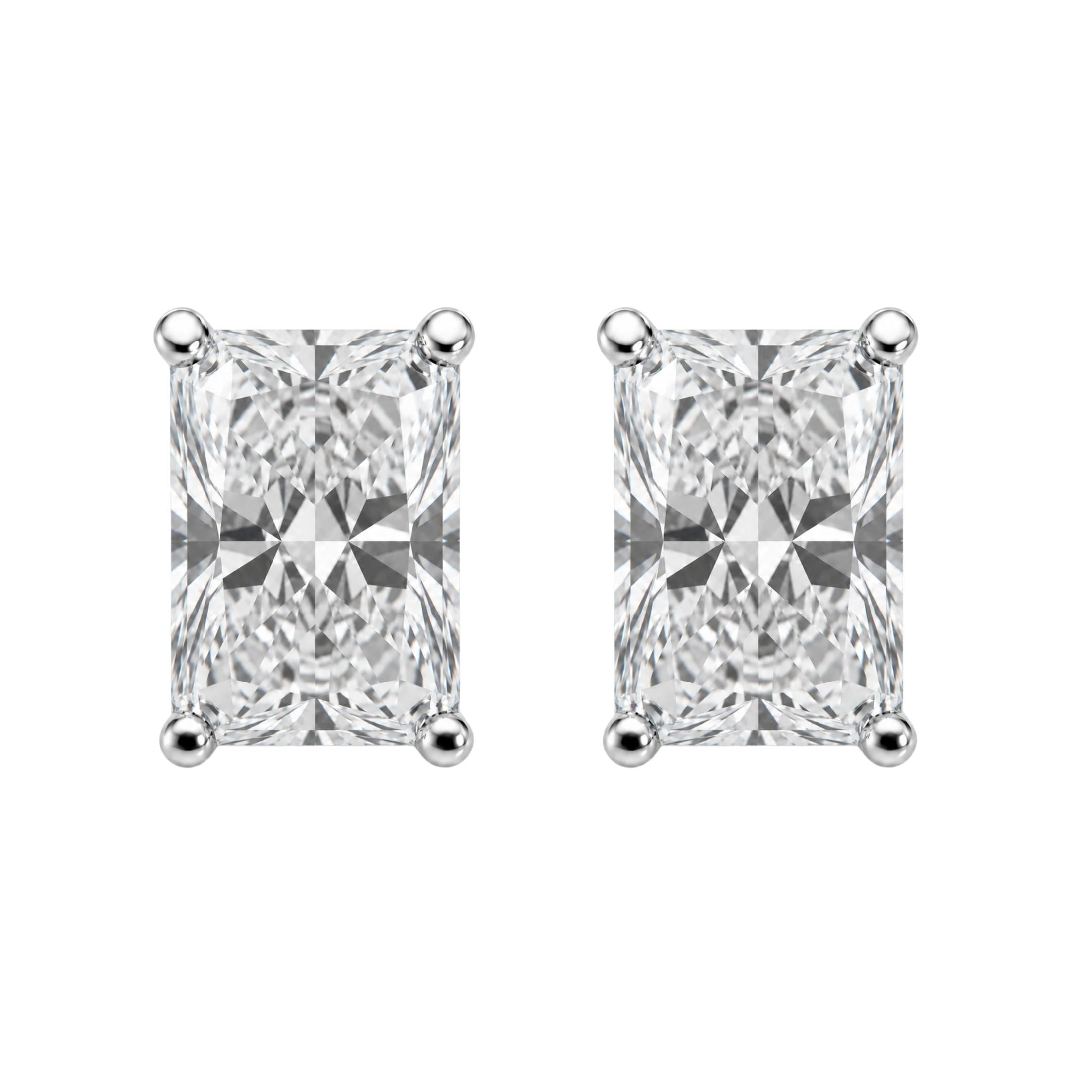 1.00-6.00 Carat T.W. Radiant-cut Lab Grown Diamond (F/VS) 14K Gold Stud Earrings