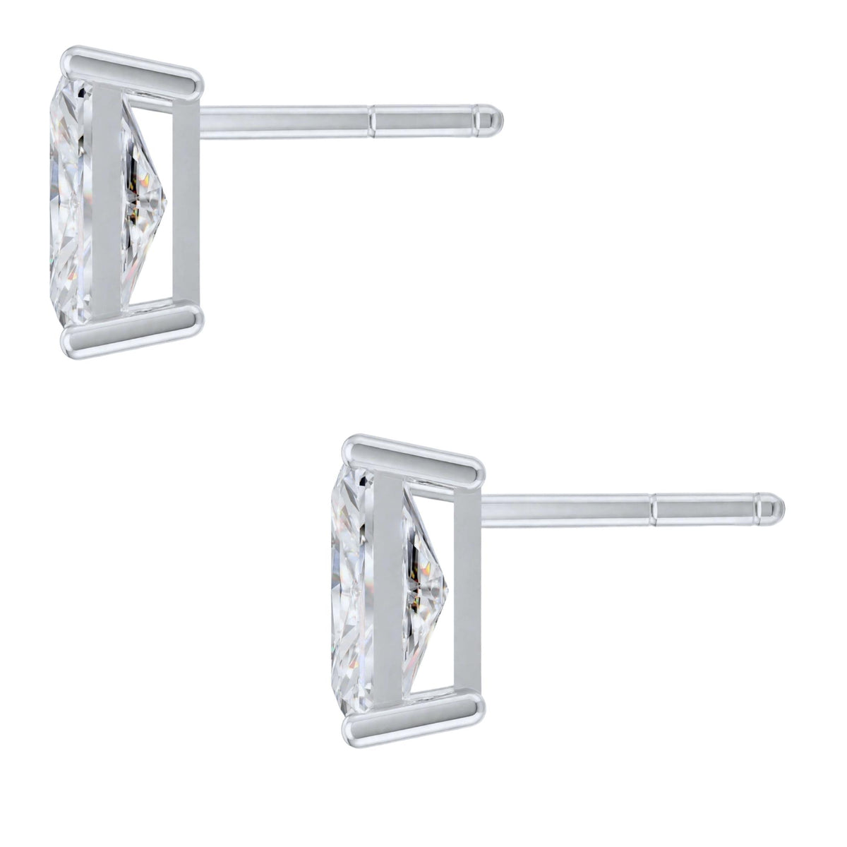 1.00-6.00 Carat T.W. Radiant-cut Lab Grown Diamond (F/VS) 14K Gold Stud Earrings