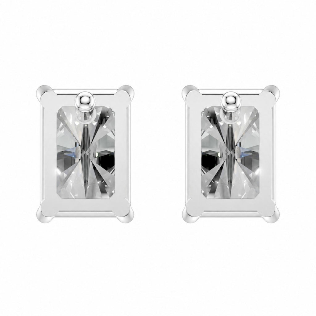 1.00-6.00 Carat T.W. Radiant-cut Lab Grown Diamond (F/VS) 14K Gold Stud Earrings