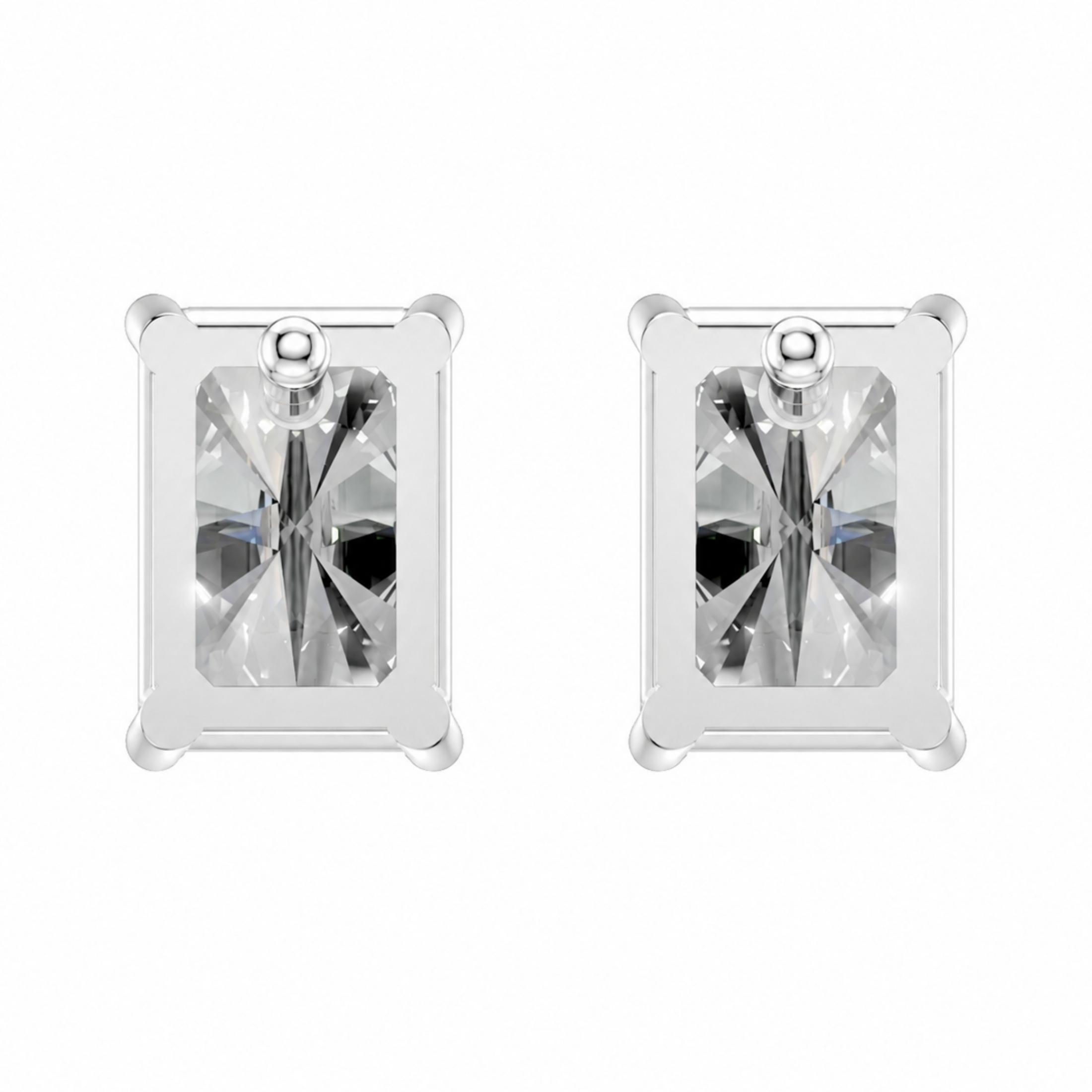 1.00-6.00 Carat T.W. Radiant-cut Lab Grown Diamond (F/VS) 14K Gold Stud Earrings