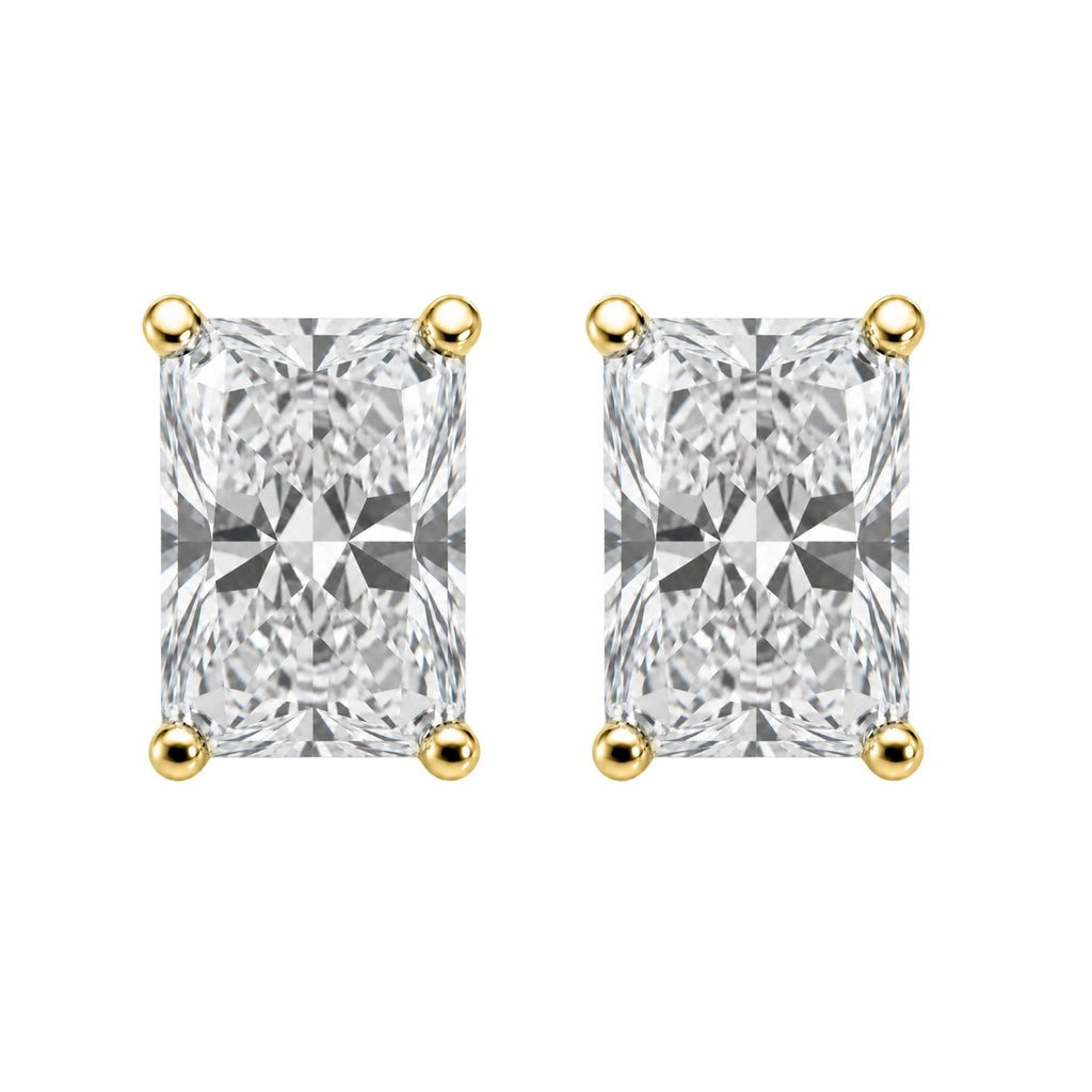 1.00-6.00 Carat T.W. Radiant-cut Lab Grown Diamond (F/VS) 14K Gold Stud Earrings
