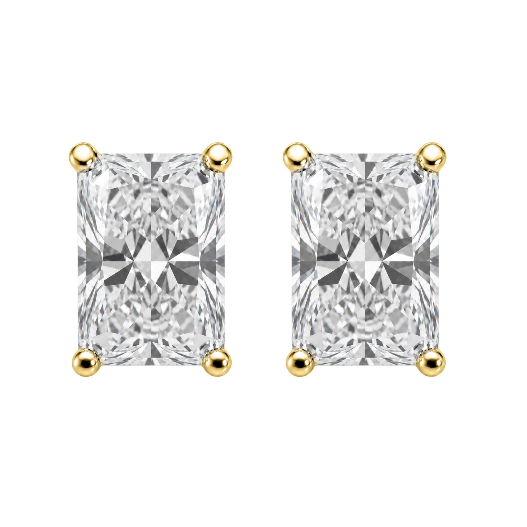 1.00-6.00 Carat T.W. Radiant-cut Lab Grown Diamond (F/VS) 14K Gold Stud Earrings