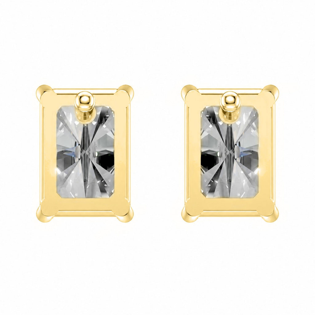 1.00-6.00 Carat T.W. Radiant-cut Lab Grown Diamond (F/VS) 14K Gold Stud Earrings