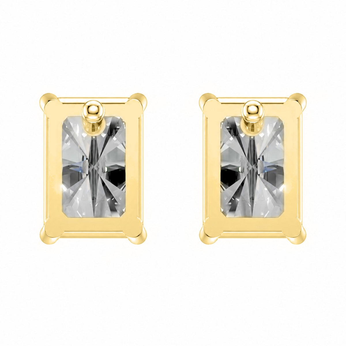 1.00-6.00 Carat T.W. Radiant-cut Lab Grown Diamond (F/VS) 14K Gold Stud Earrings