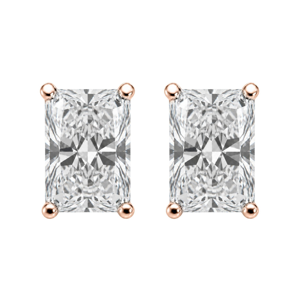 1.00-6.00 Carat T.W. Radiant-cut Lab Grown Diamond (F/VS) 14K Gold Stud Earrings