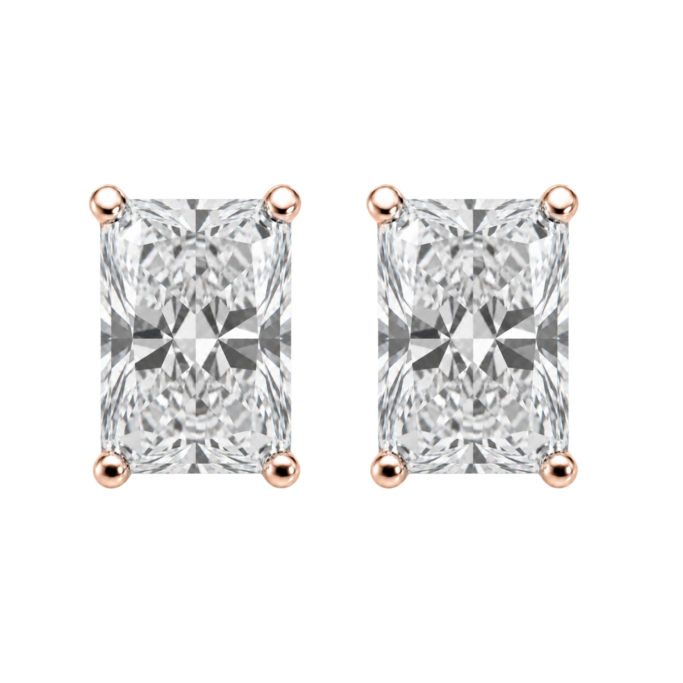 1.00-6.00 Carat T.W. Radiant-cut Lab Grown Diamond (F/VS) 14K Gold Stud Earrings