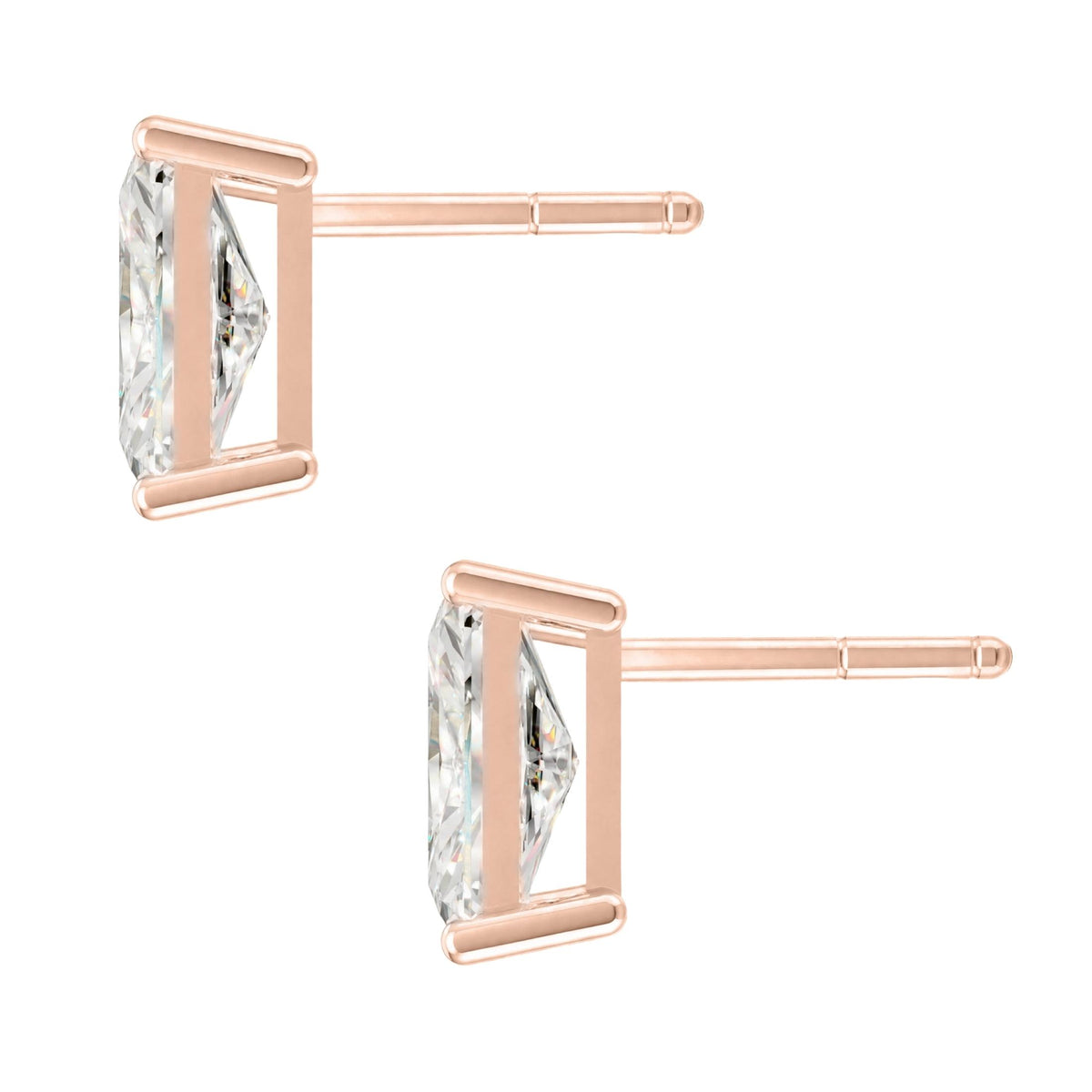 1.00-6.00 Carat T.W. Radiant-cut Lab Grown Diamond (F/VS) 14K Gold Stud Earrings