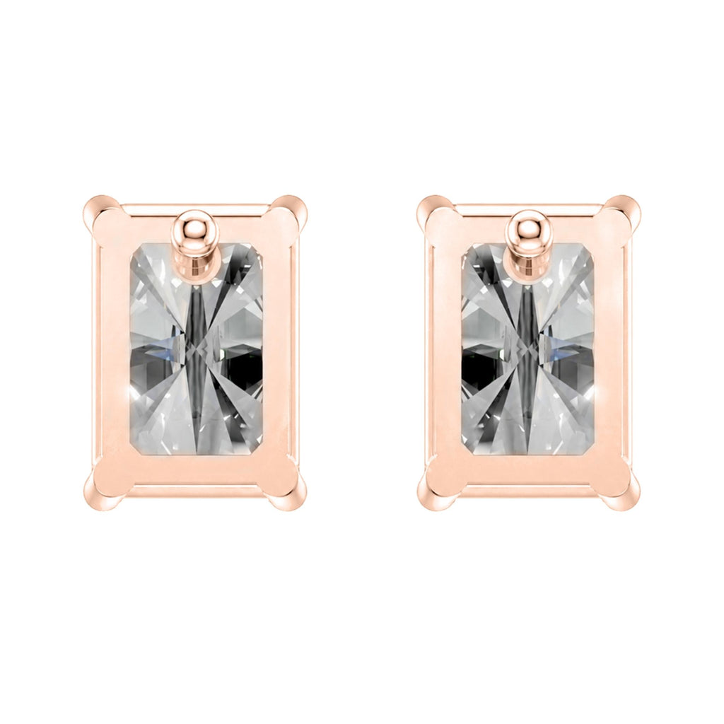 1.00-6.00 Carat T.W. Radiant-cut Lab Grown Diamond (F/VS) 14K Gold Stud Earrings