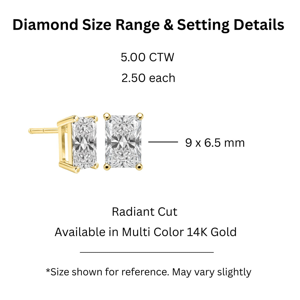 1.00-6.00 Carat T.W. Radiant-cut Lab Grown Diamond (F/VS) 14K Gold Stud Earrings