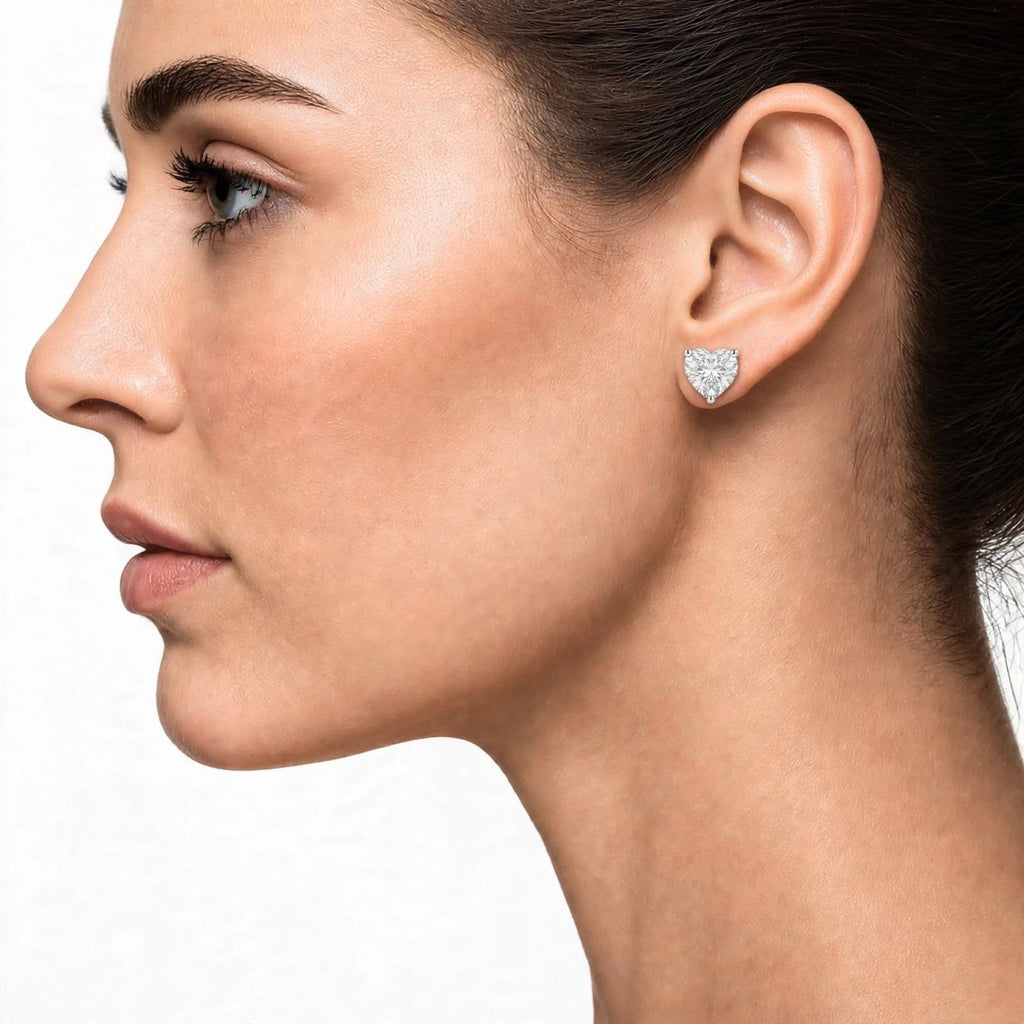 1-6 ctw Heart Solitaire Stud Earrings