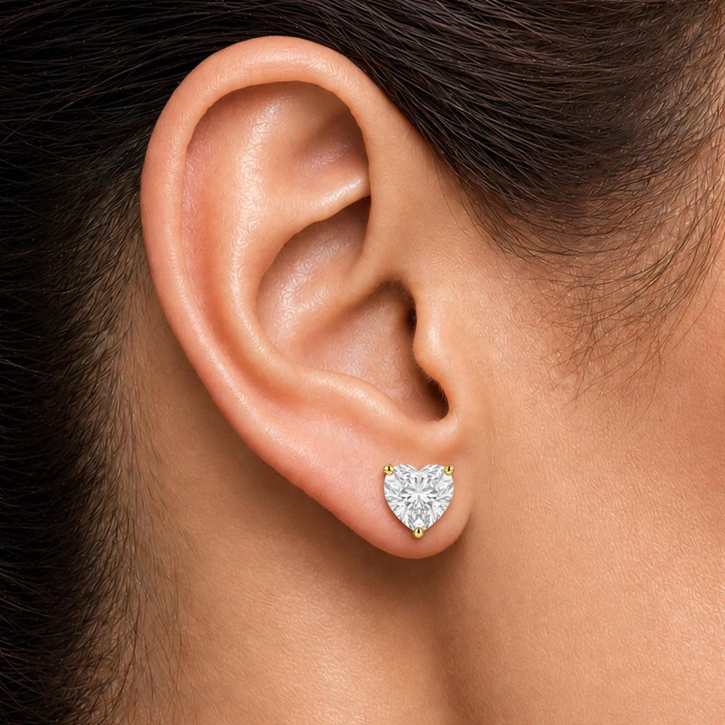 1-6 ctw Heart Solitaire Stud Earrings