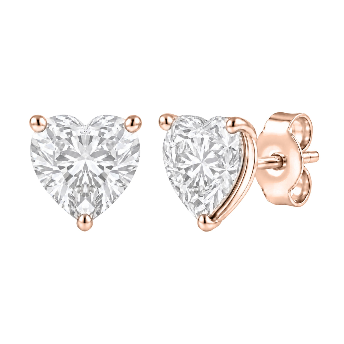 1-6 ctw Heart Solitaire Stud Earrings