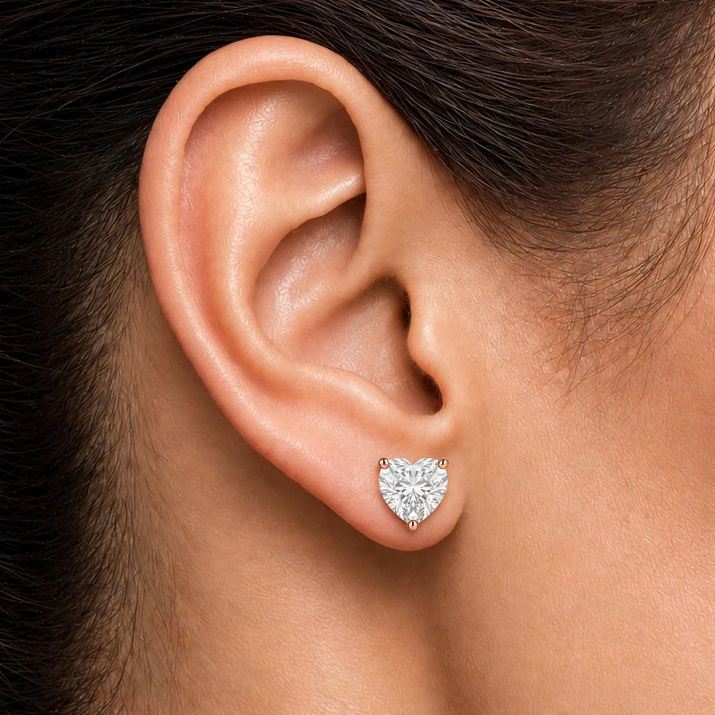 1-6 ctw Heart Solitaire Stud Earrings