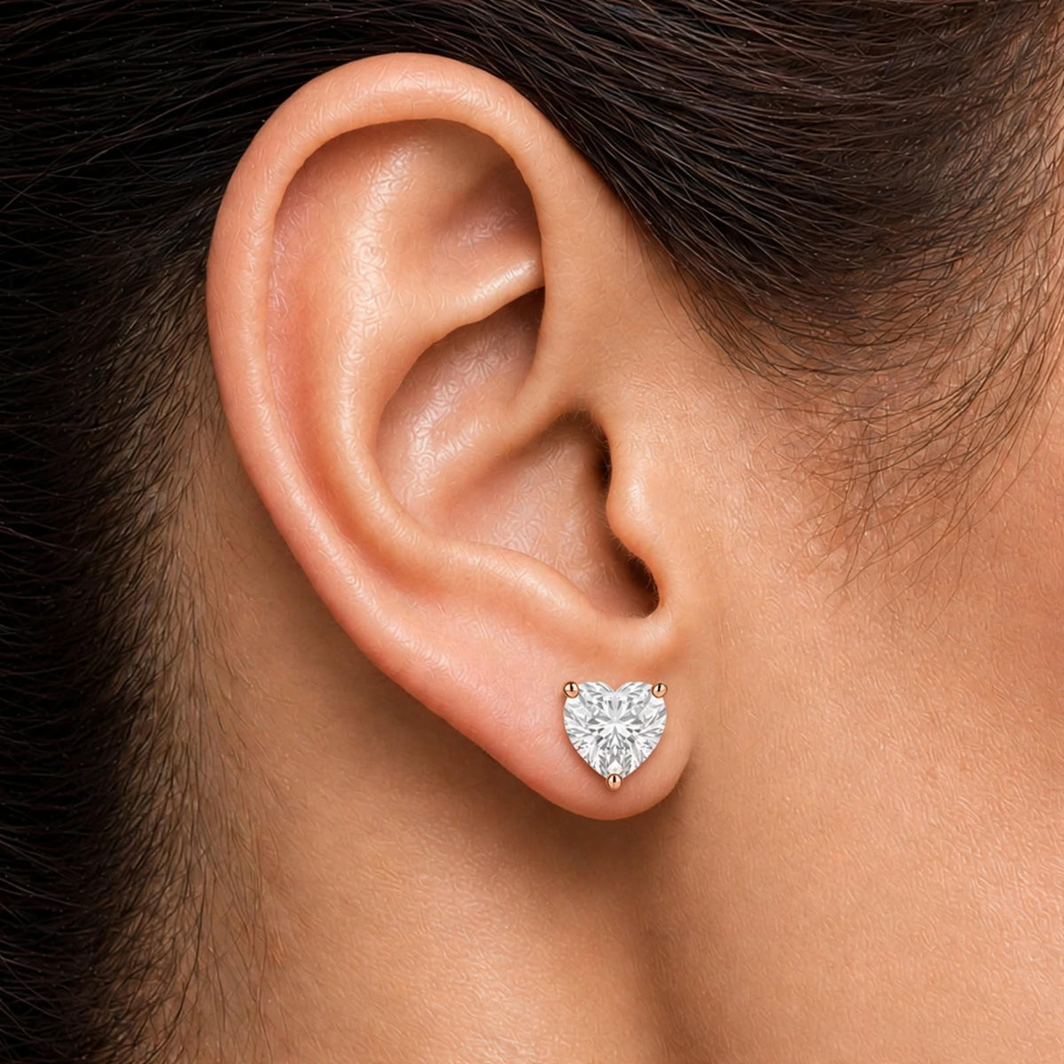 1-6 ctw Heart Solitaire Stud Earrings