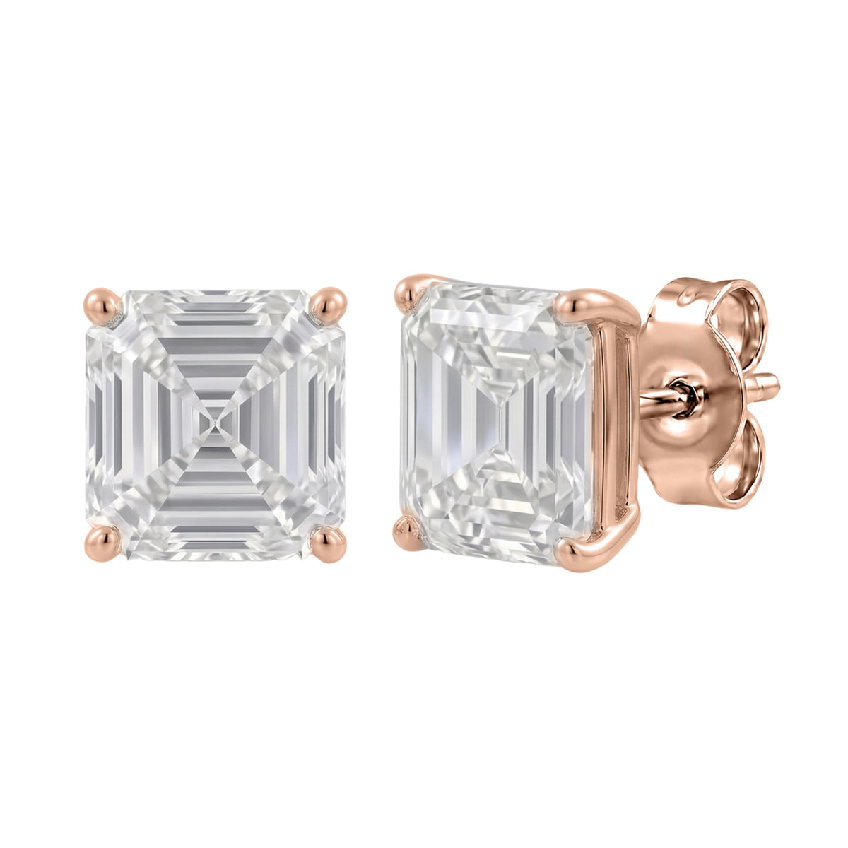 1-6 ctw Asscher Solitaire Stud Earrings