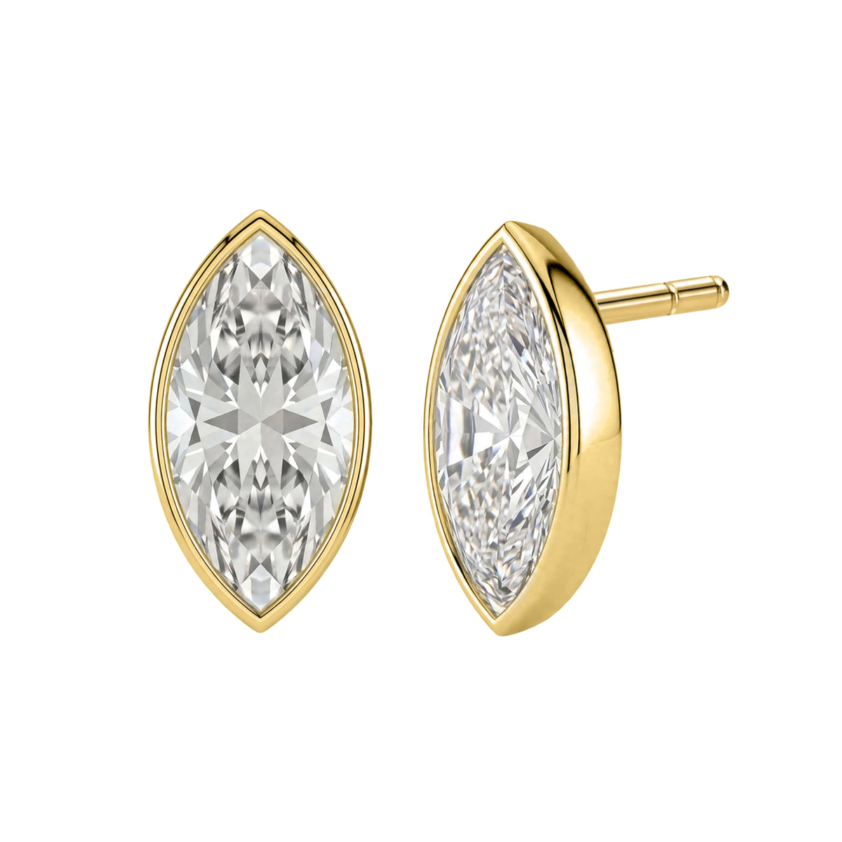 1-6 ctw Mixed Cut Bezel Stud Earrings