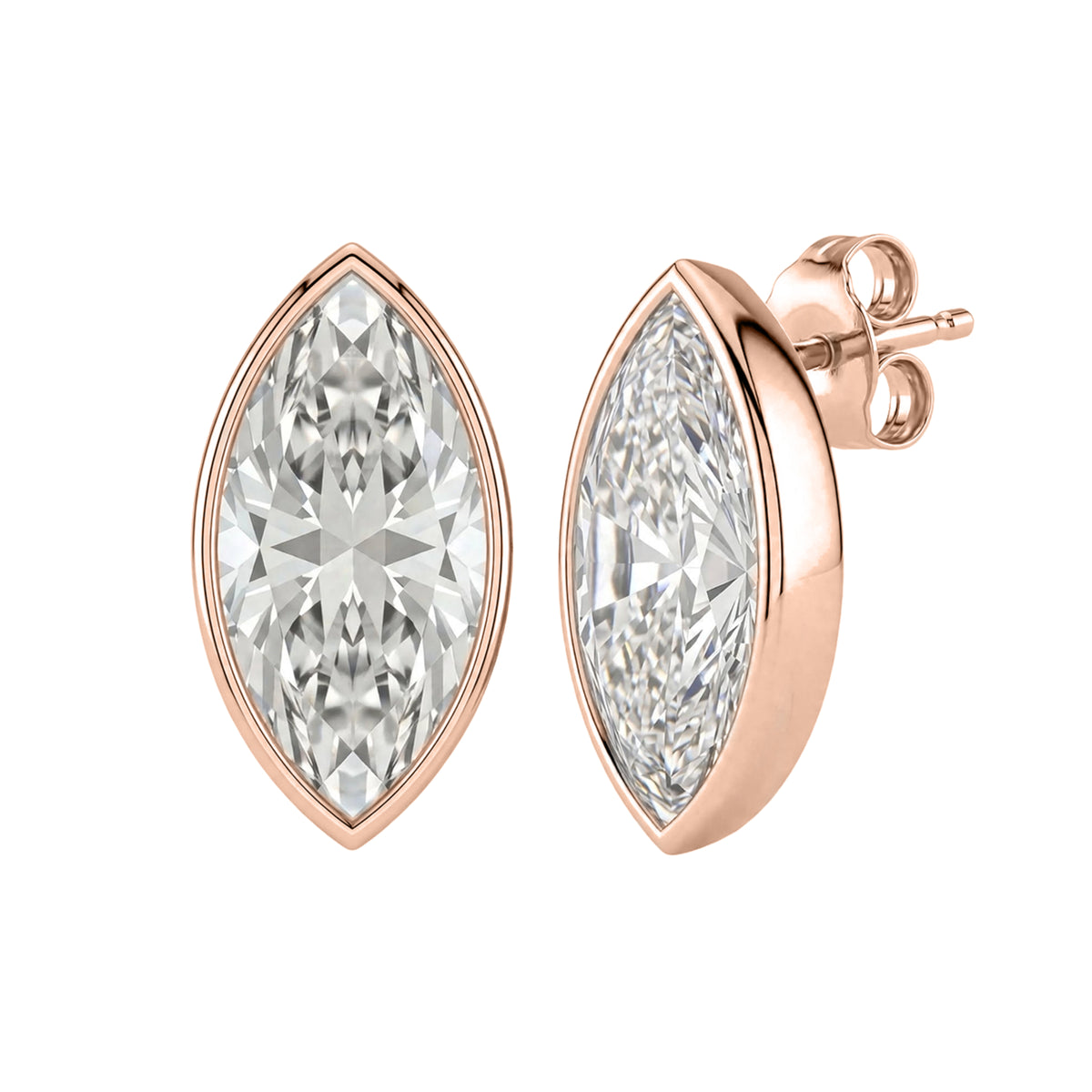 1-6 ctw Mixed Cut Bezel Stud Earrings
