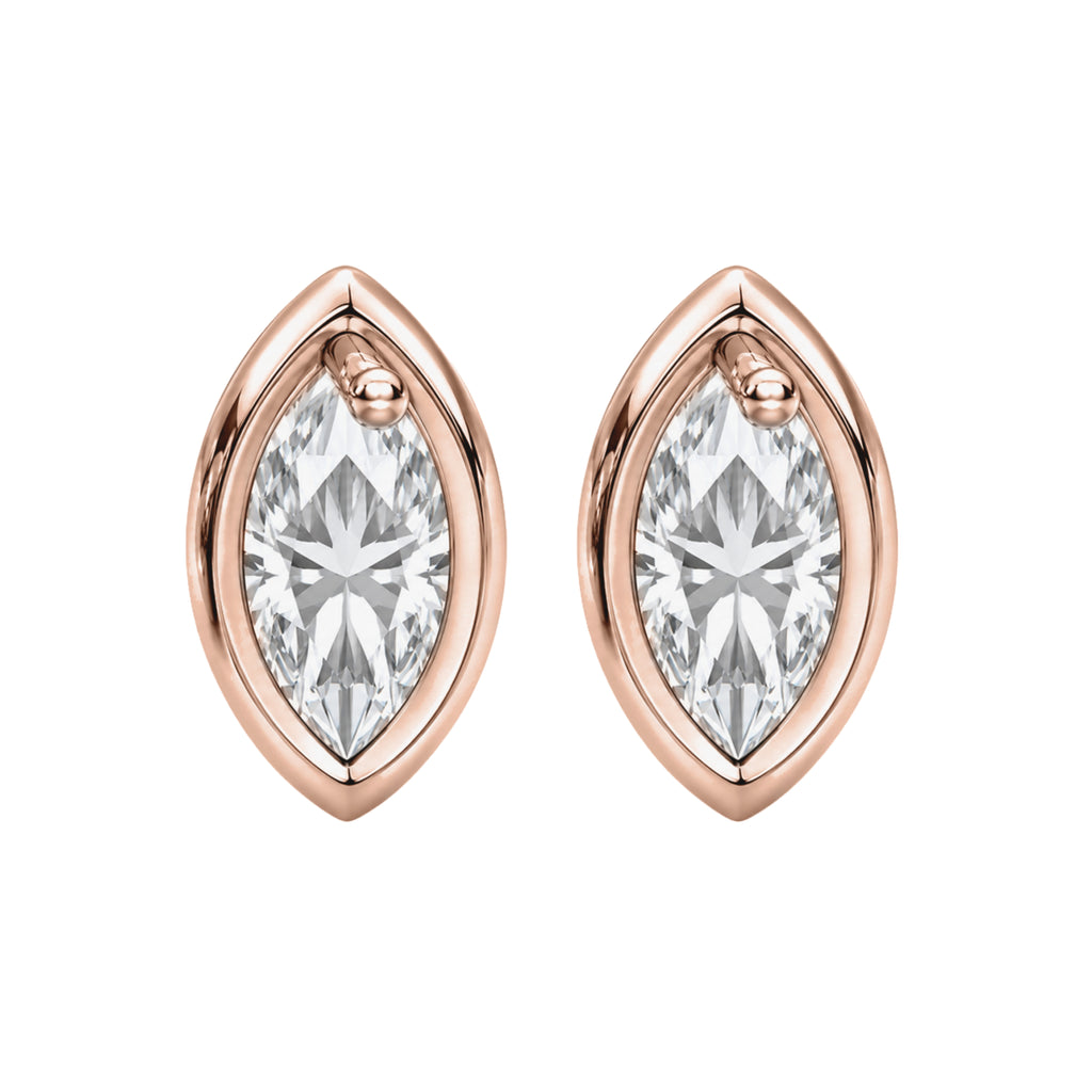 1-6 ctw Marquise Solitaire Bezel Stud Earrings