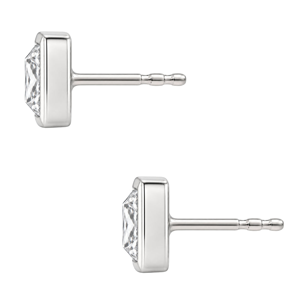 1-6 ctw Princess Solitaire Bezel Stud Earrings
