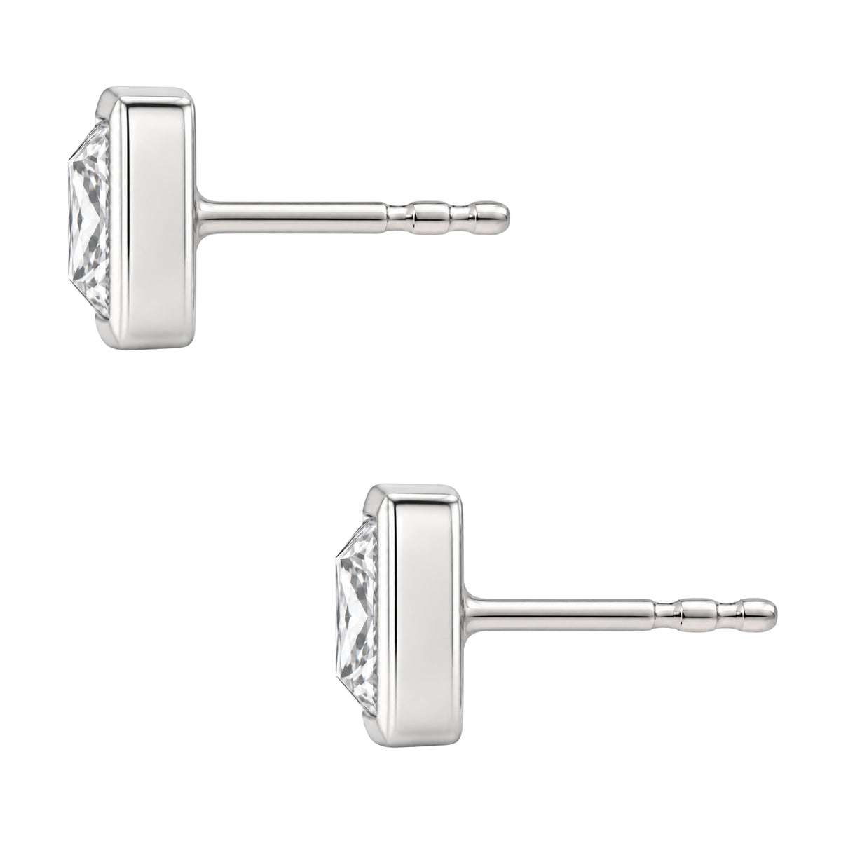 1-6 ctw Princess Solitaire Bezel Stud Earrings