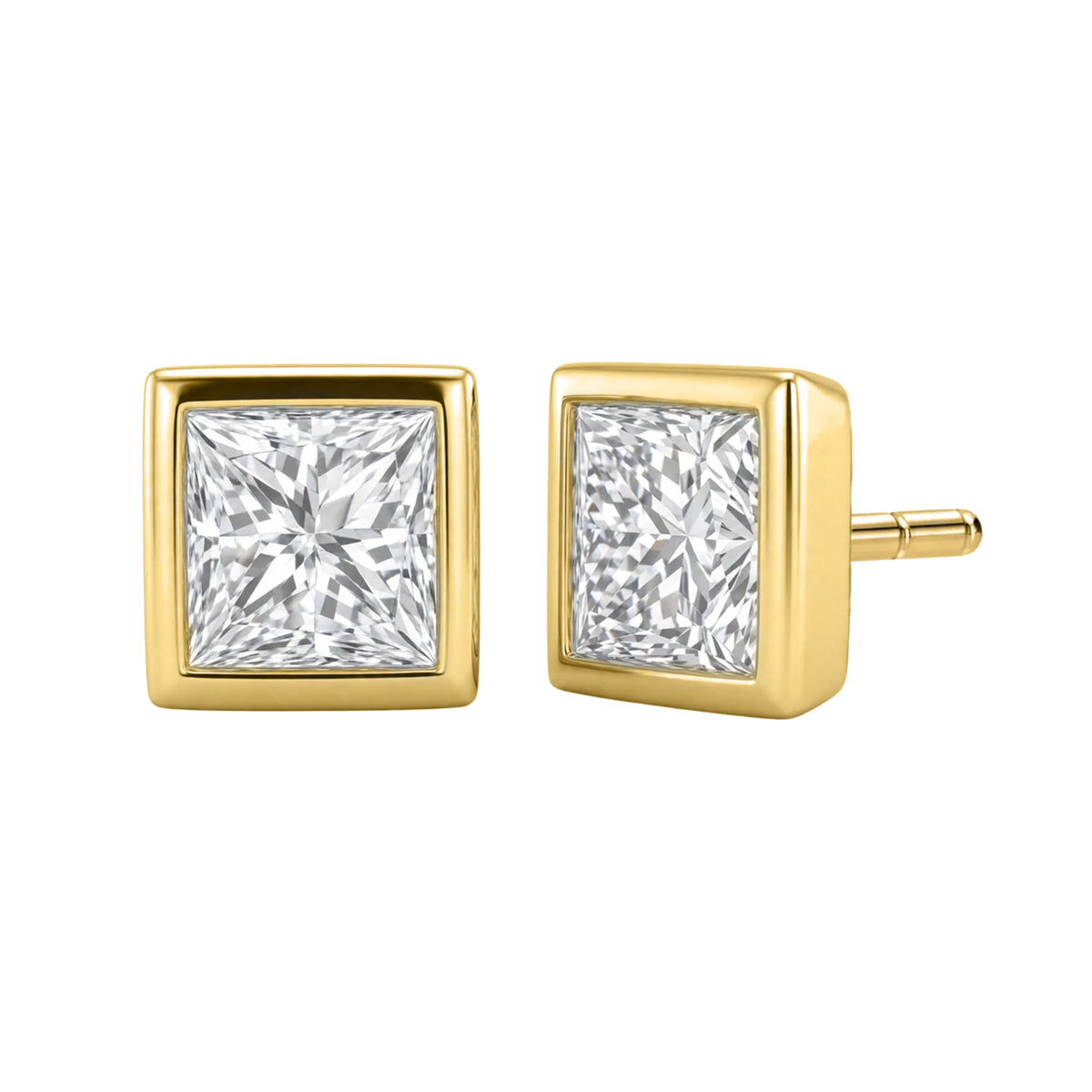 1-6 ctw Mixed Cut Bezel Stud Earrings
