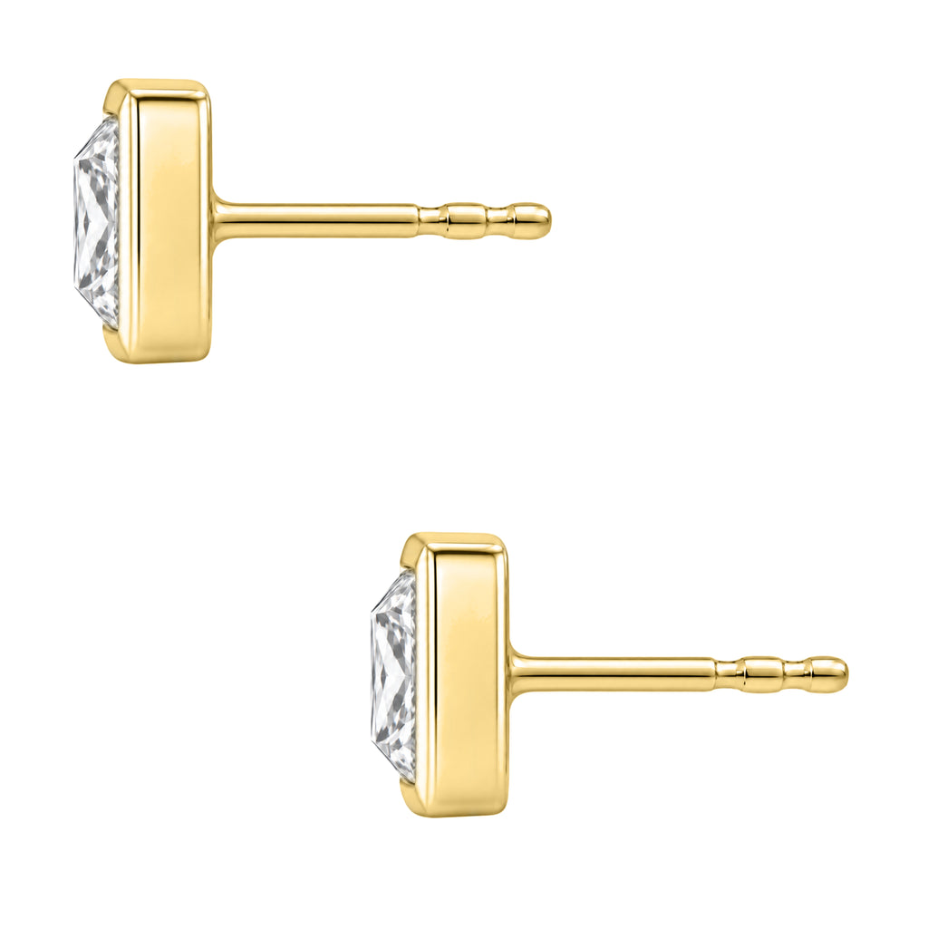 1-6 ctw Princess Solitaire Bezel Stud Earrings