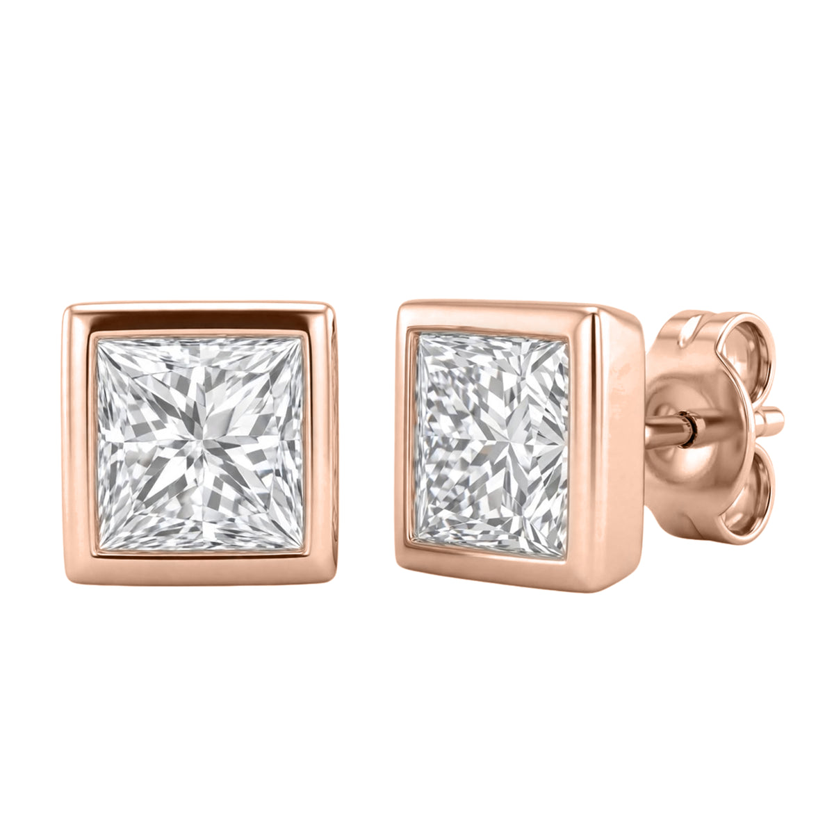 1-6 ctw Mixed Cut Bezel Stud Earrings