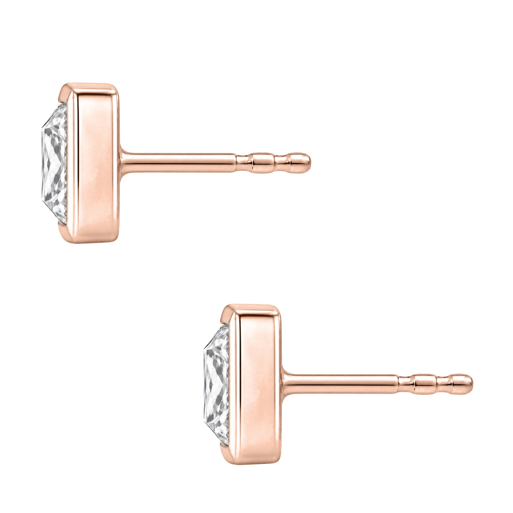 1-6 ctw Princess Solitaire Bezel Stud Earrings